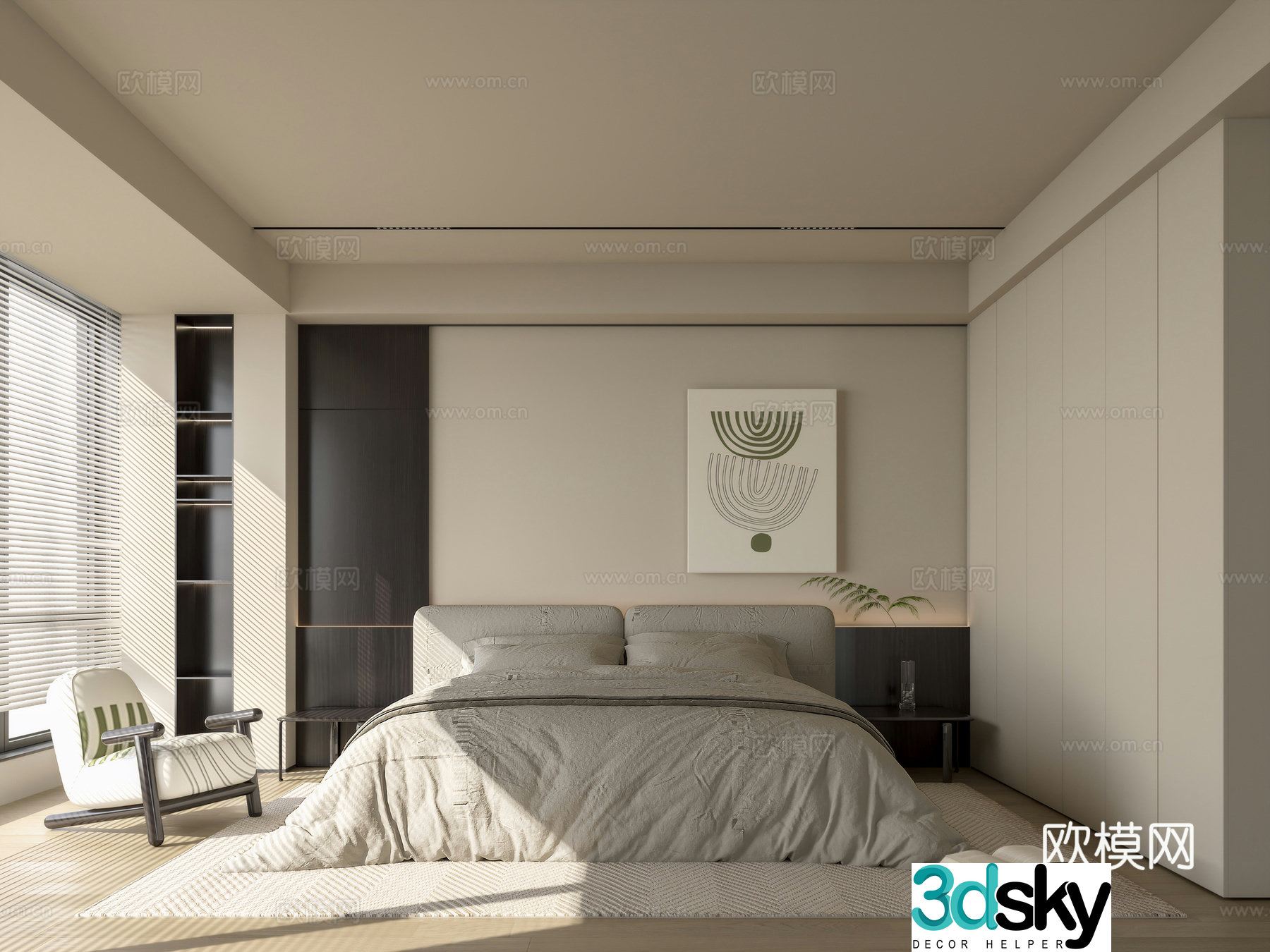 Modern elderly room bedroom 3d model