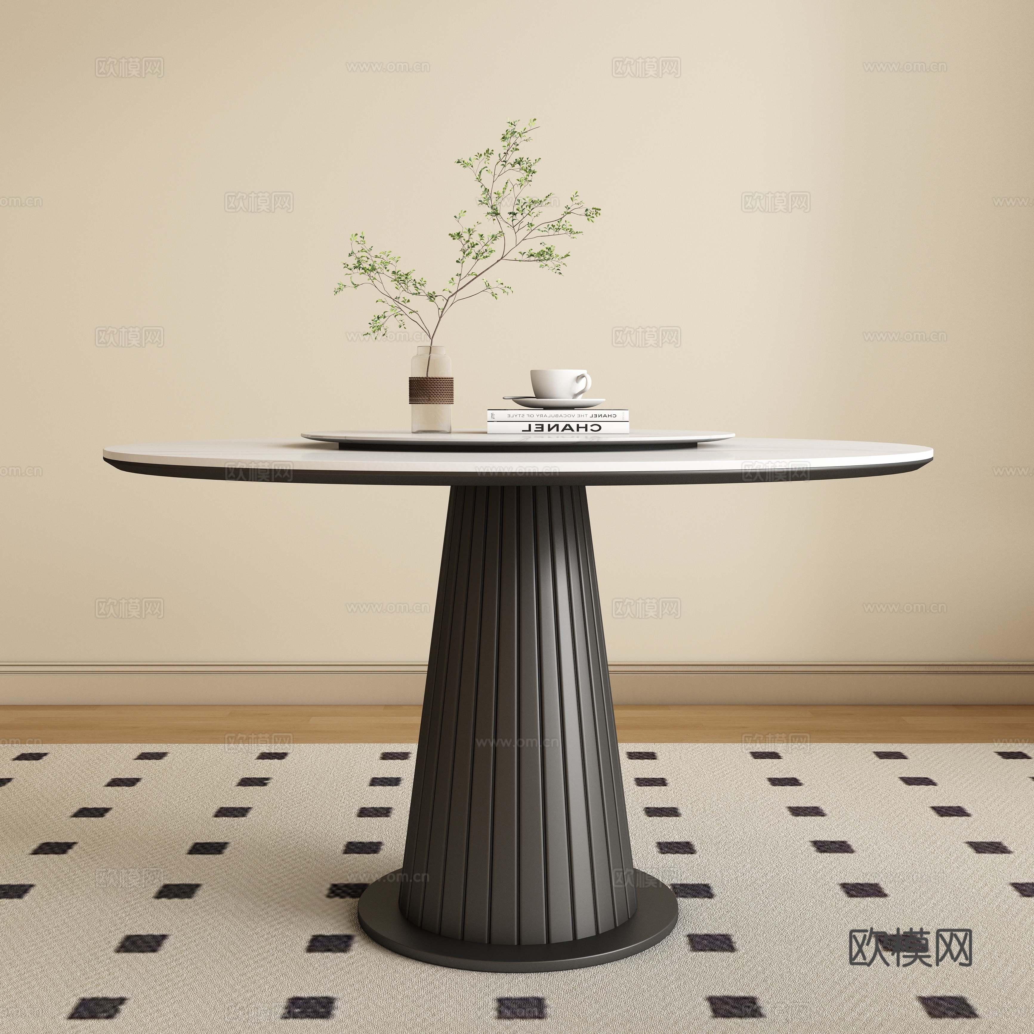 Round dining table and chair 3d model