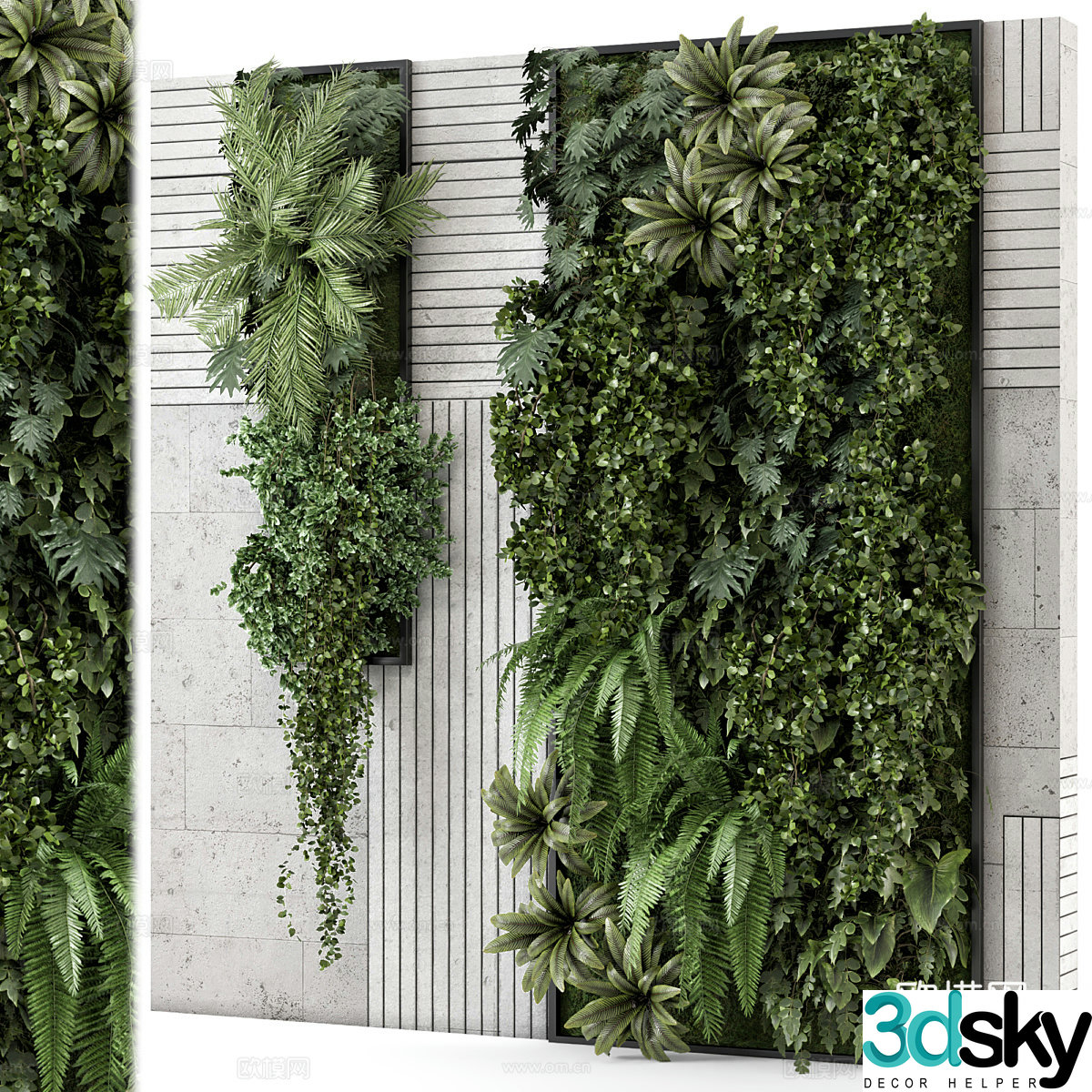 New Chinese style plant wall 3D model