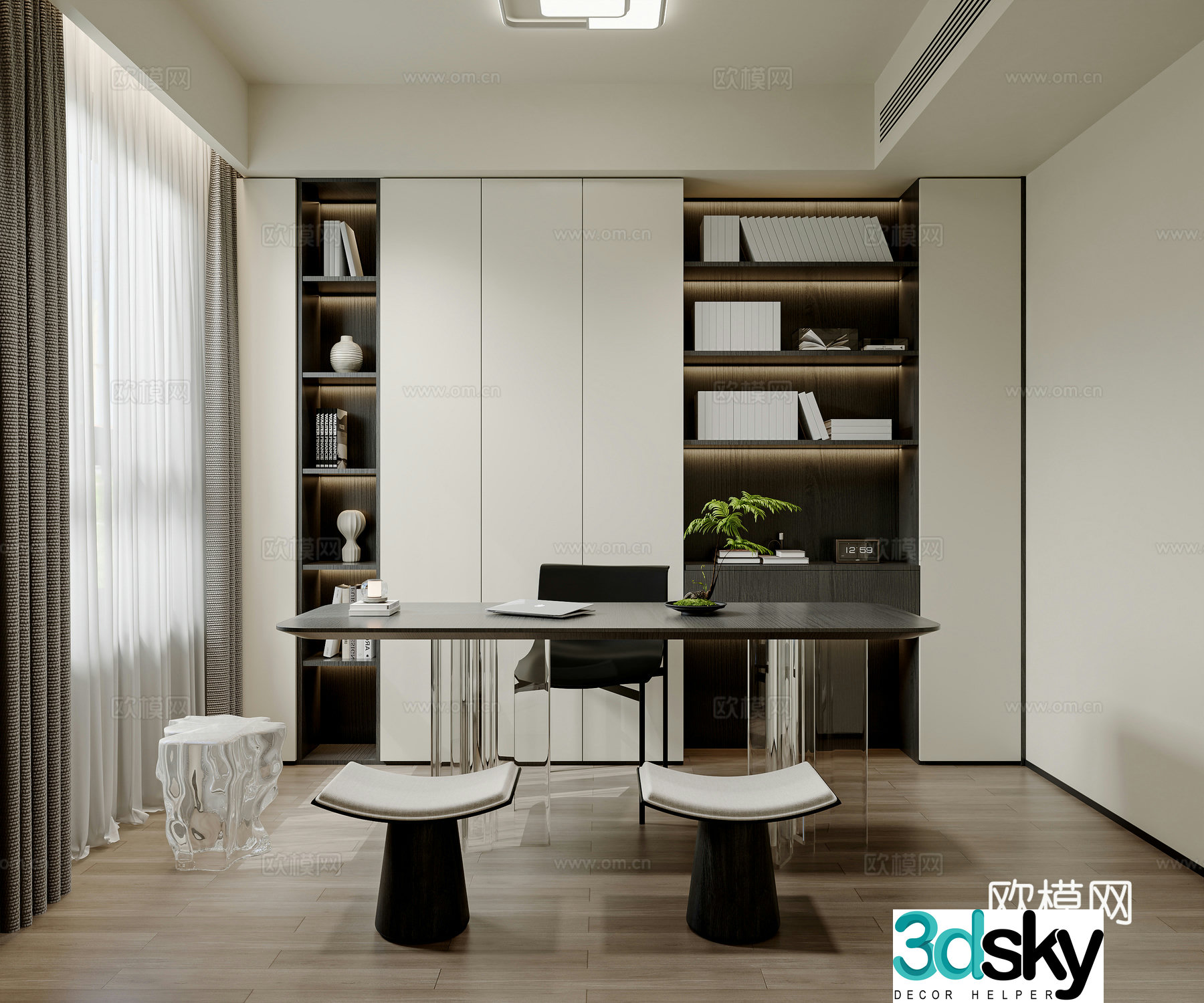Modern simple study 3d model