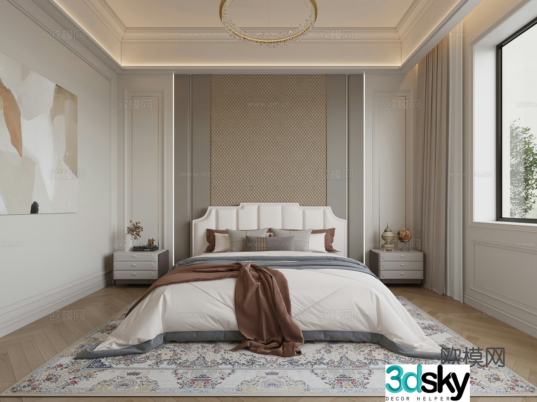 Simple European bedroom 3d model
