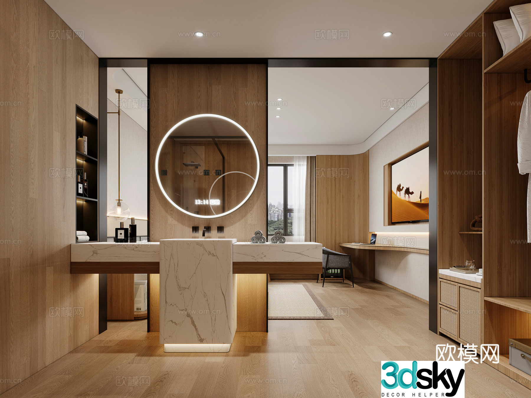 New Chinese hotel room 3D model