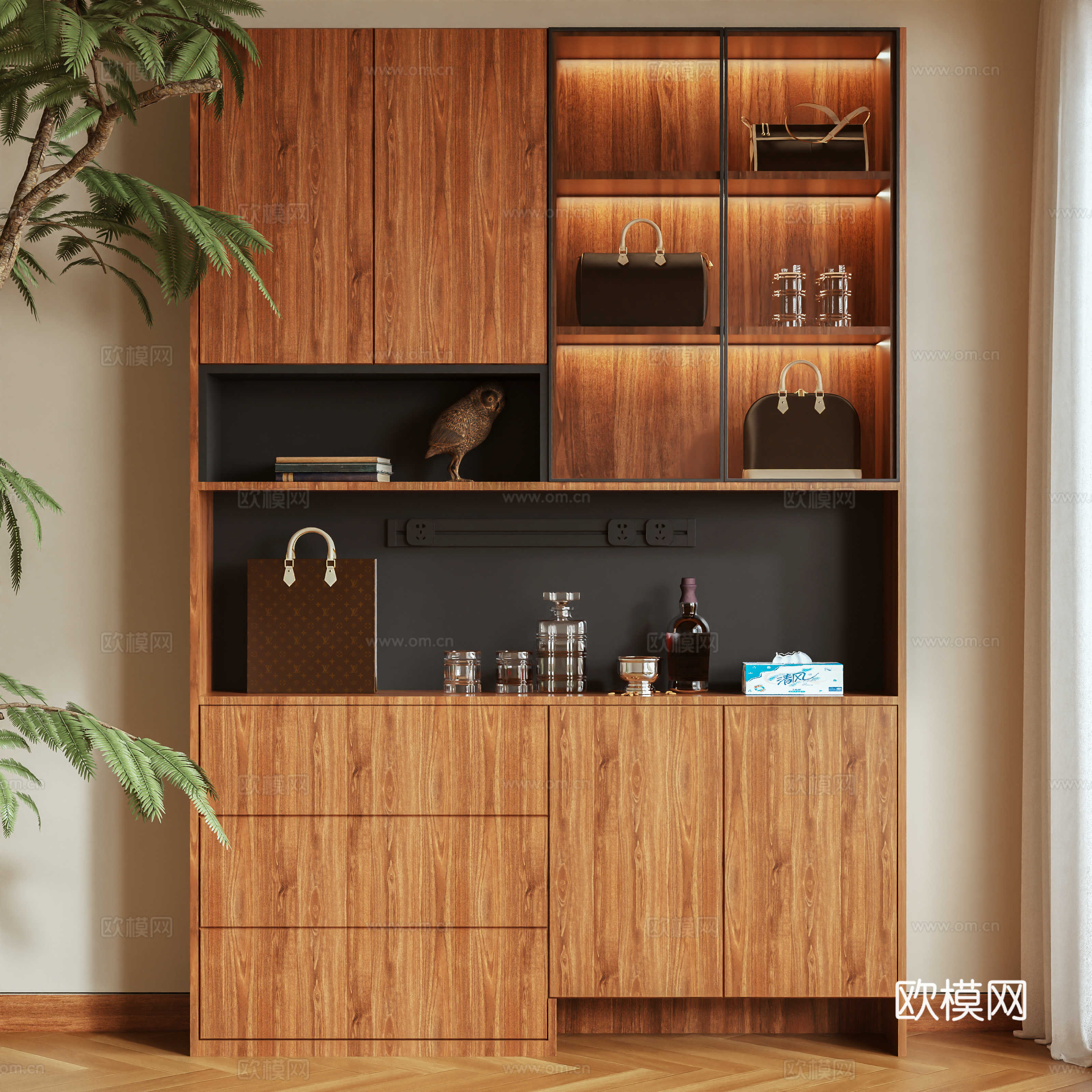 Log wind shoe cabinet 3d model