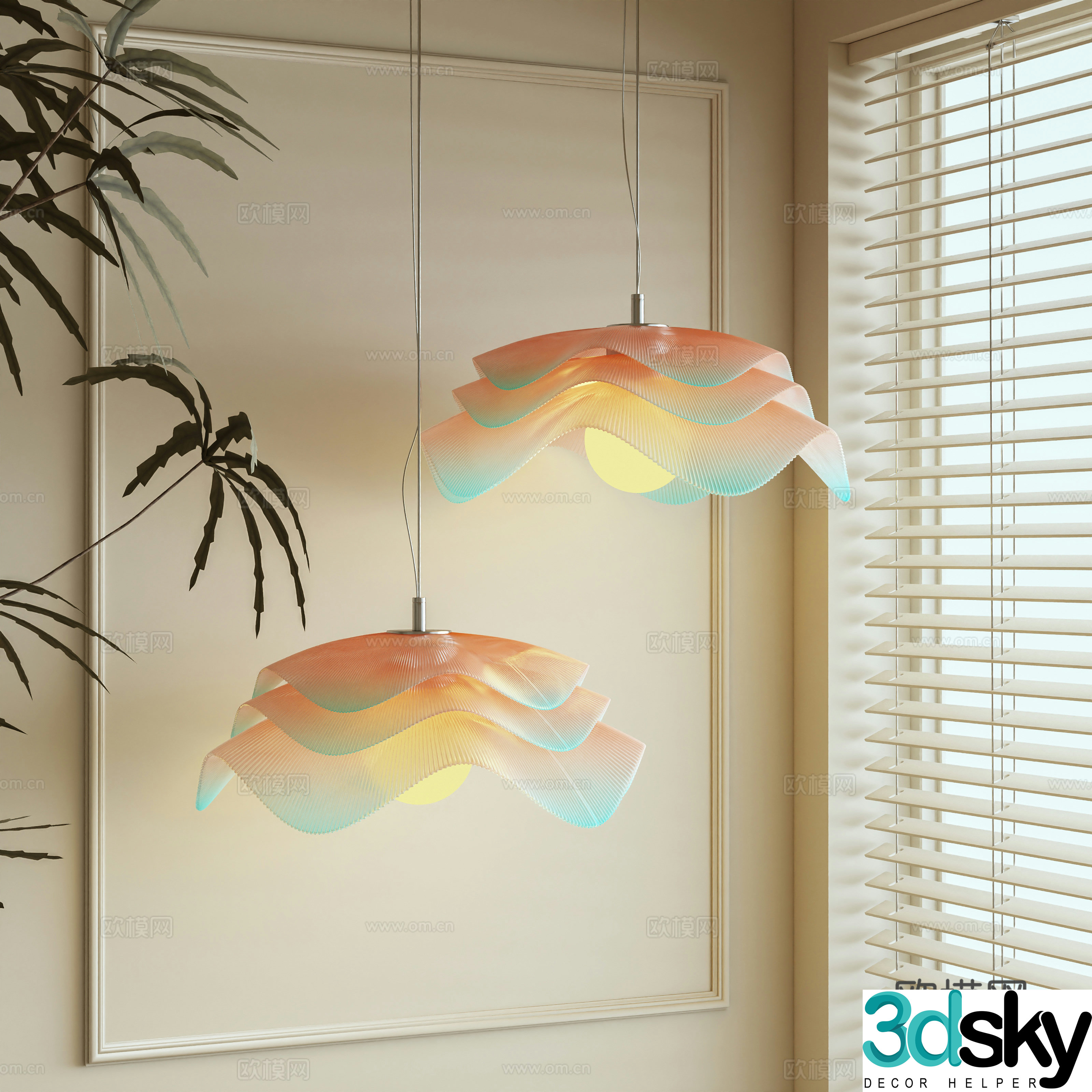Creamy wind chandelier 3d model