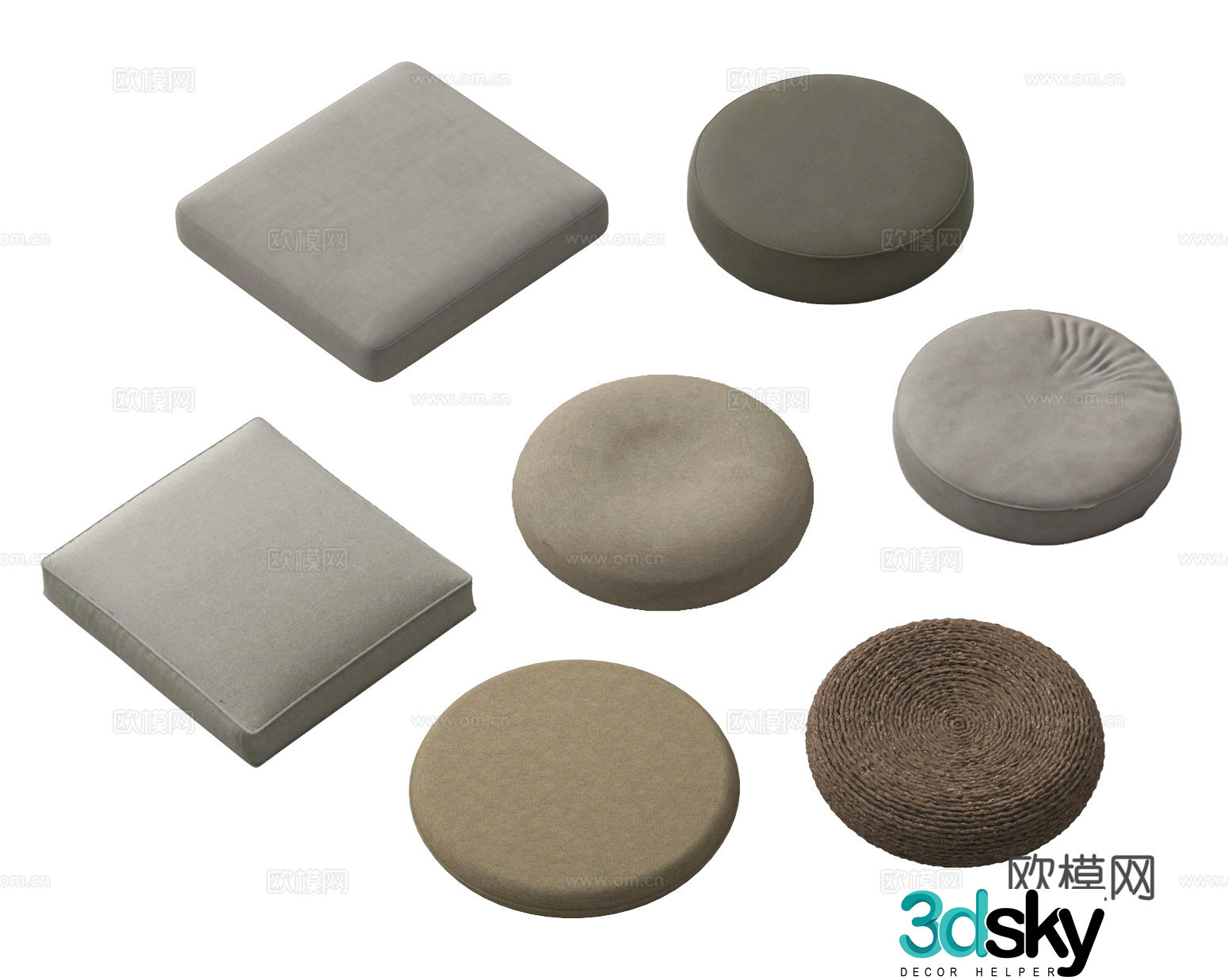 Modern cushion round cushion bay window cushion futon 3d model