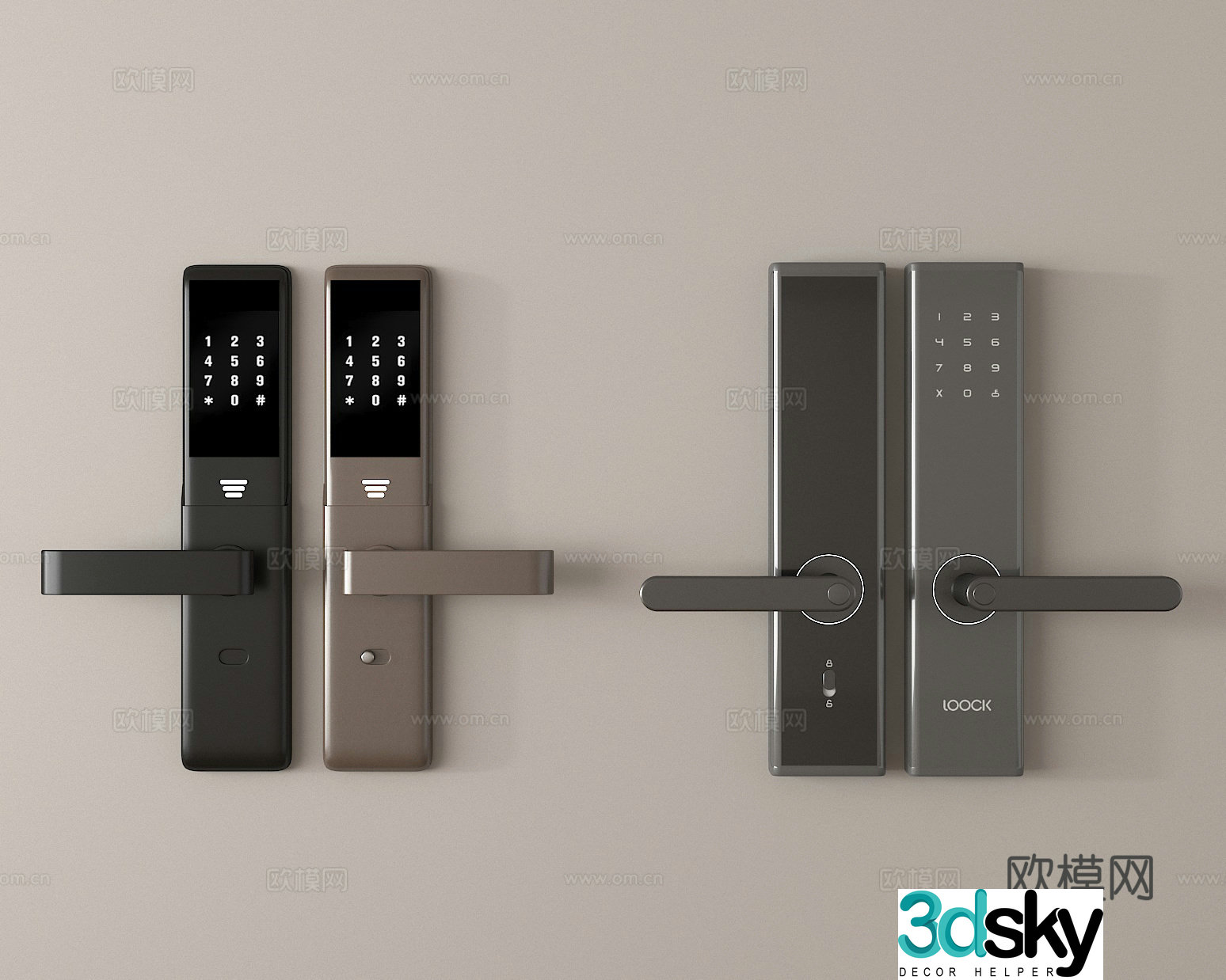 Fingerprint lock Password lock Smart lock Door lock 3D model