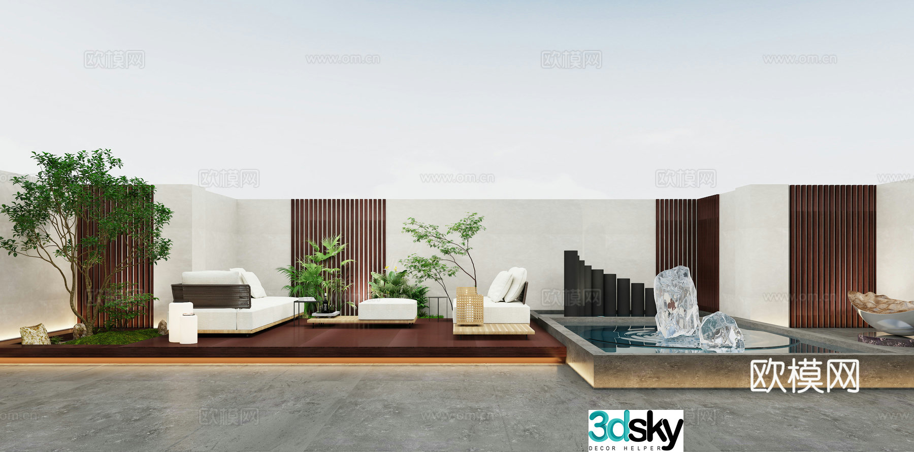 Modern minimalist garden garden 3d model