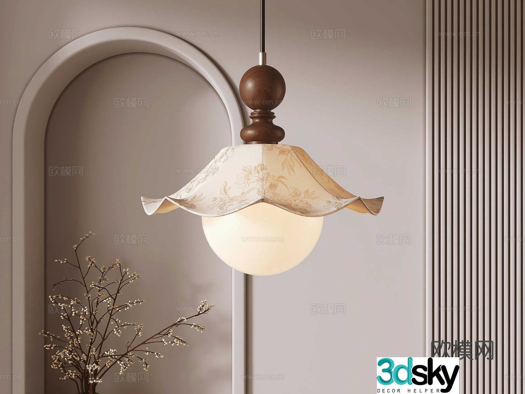 French retro art small chandelier 3d model