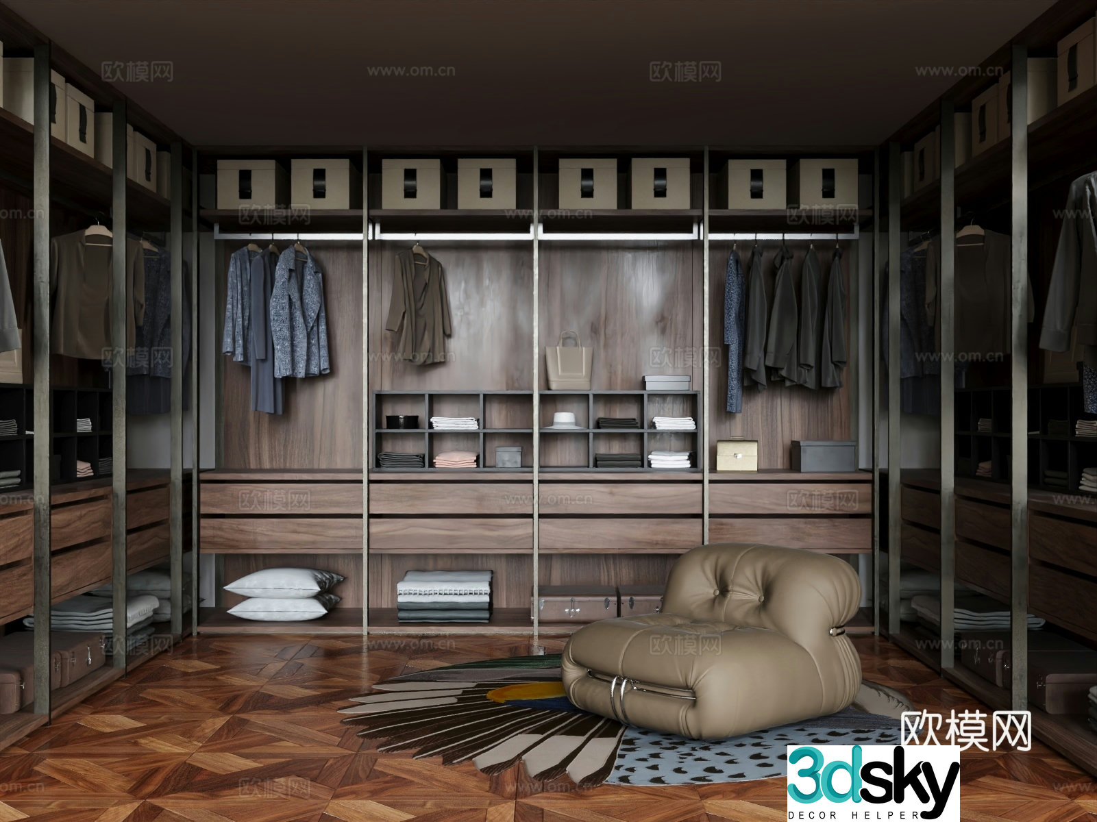 Modern medieval cloakroom U-shaped cloakroom 3d model