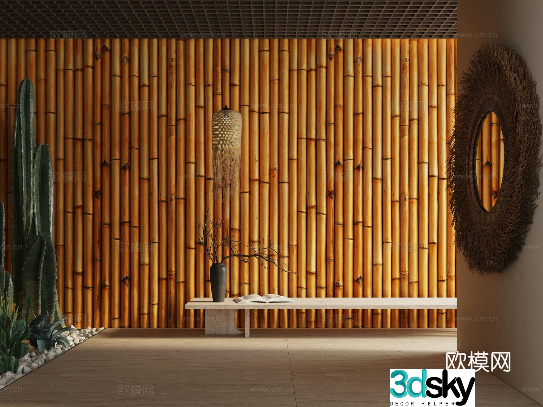 Translucent stone Wood veneer Marble Hard bag Fur stone background wall 3D model