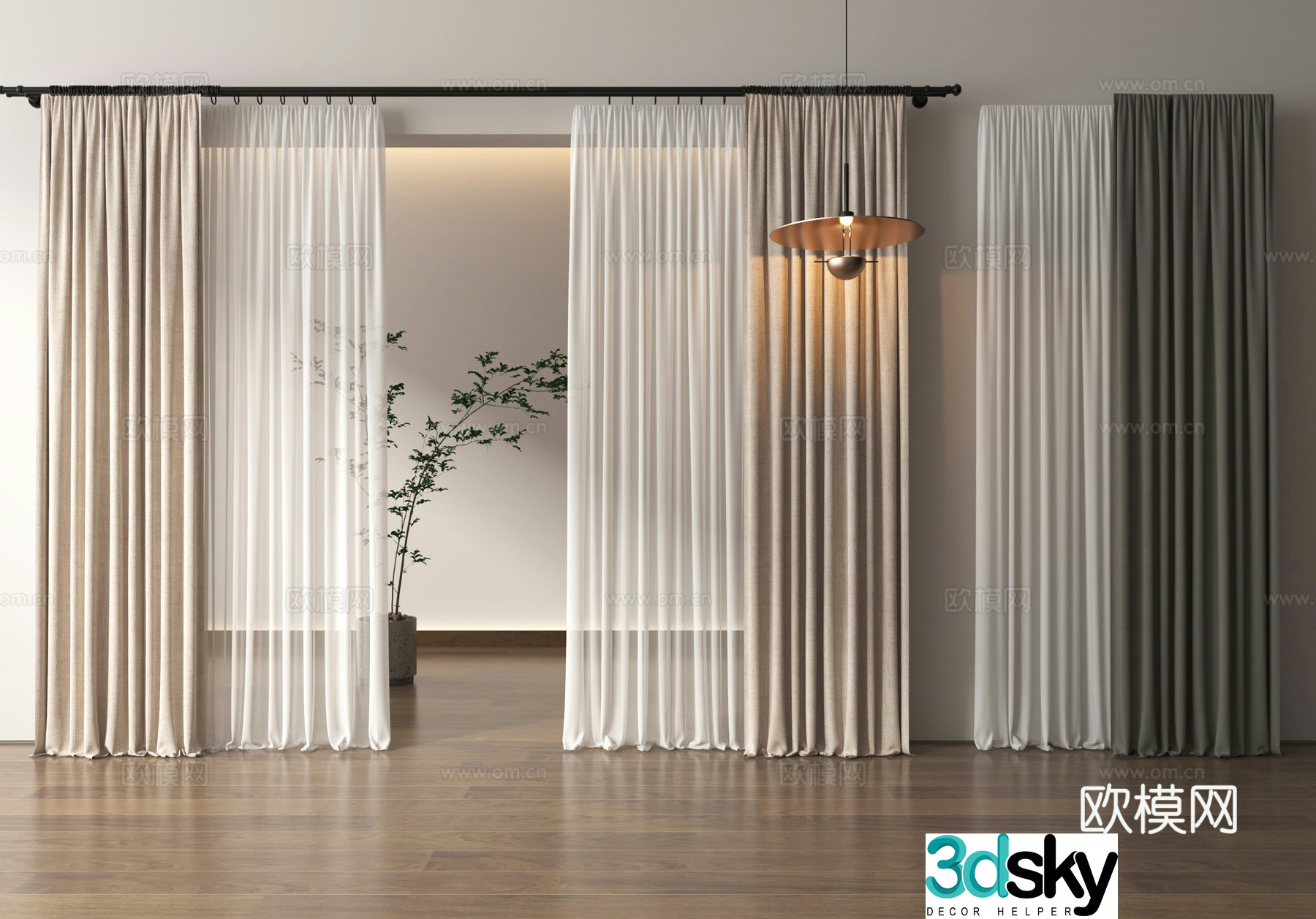 Curtains Gauze Curtains Floor-to-ceiling Curtains 3D Model