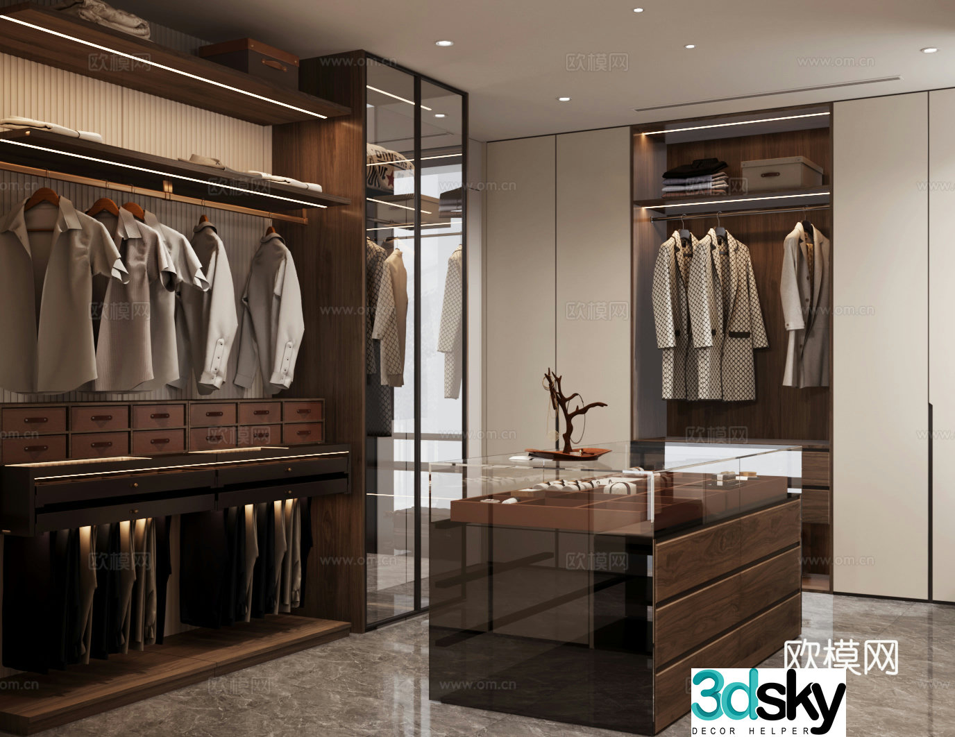Light luxury cloakroom Island cloakroom U-shaped cloakroom Open cloakroom Glass island 3D model