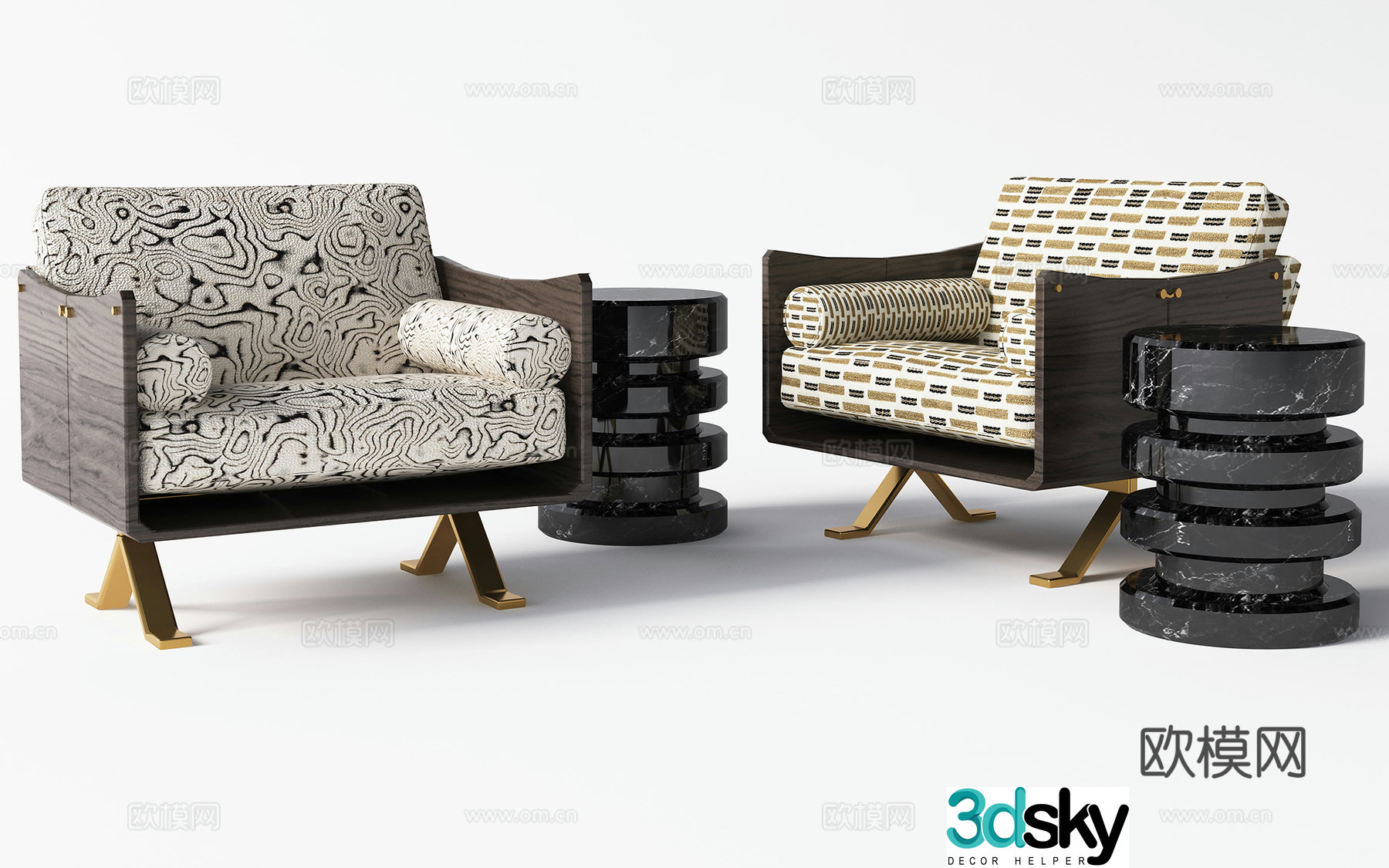 Modern single sofa combination 3d model