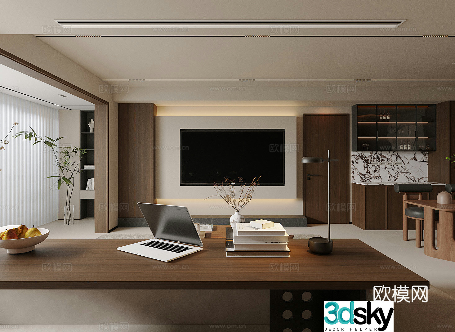 Wasabi TV background wall home living room 3d model