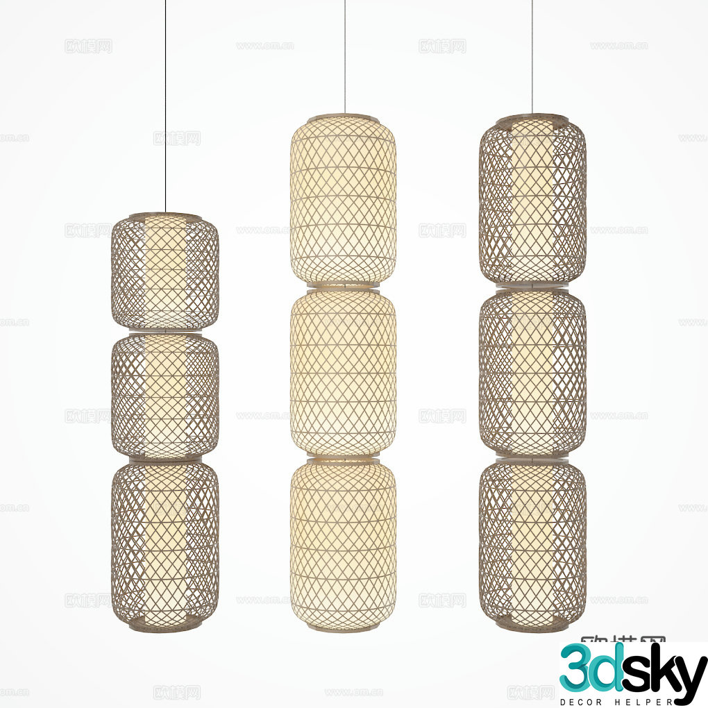 3D model of rattan chandelier