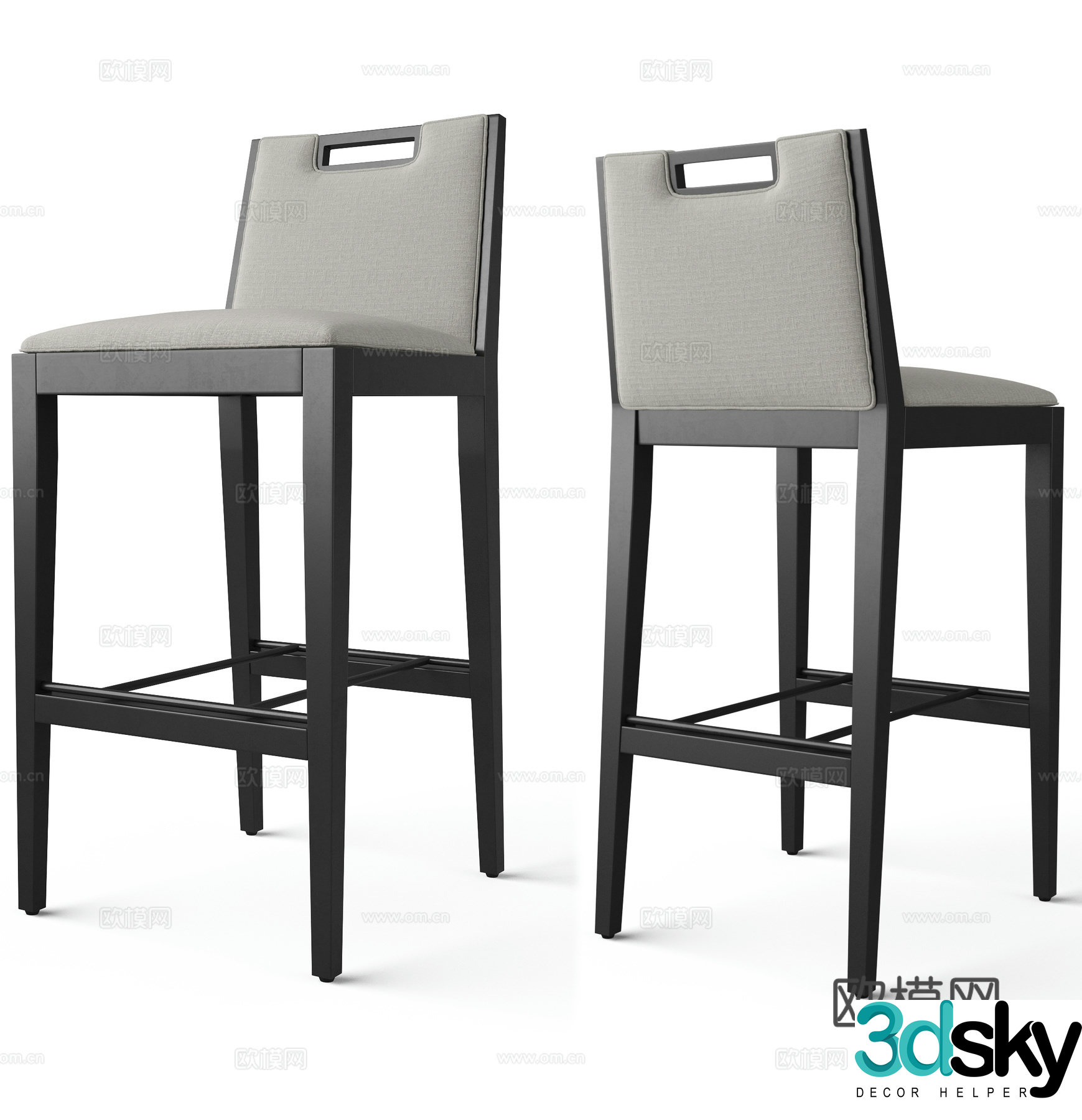 Wasabi wind bar chair medieval bar chair wooden bar chair leisure bar chair fabric bar chair bar 3d model