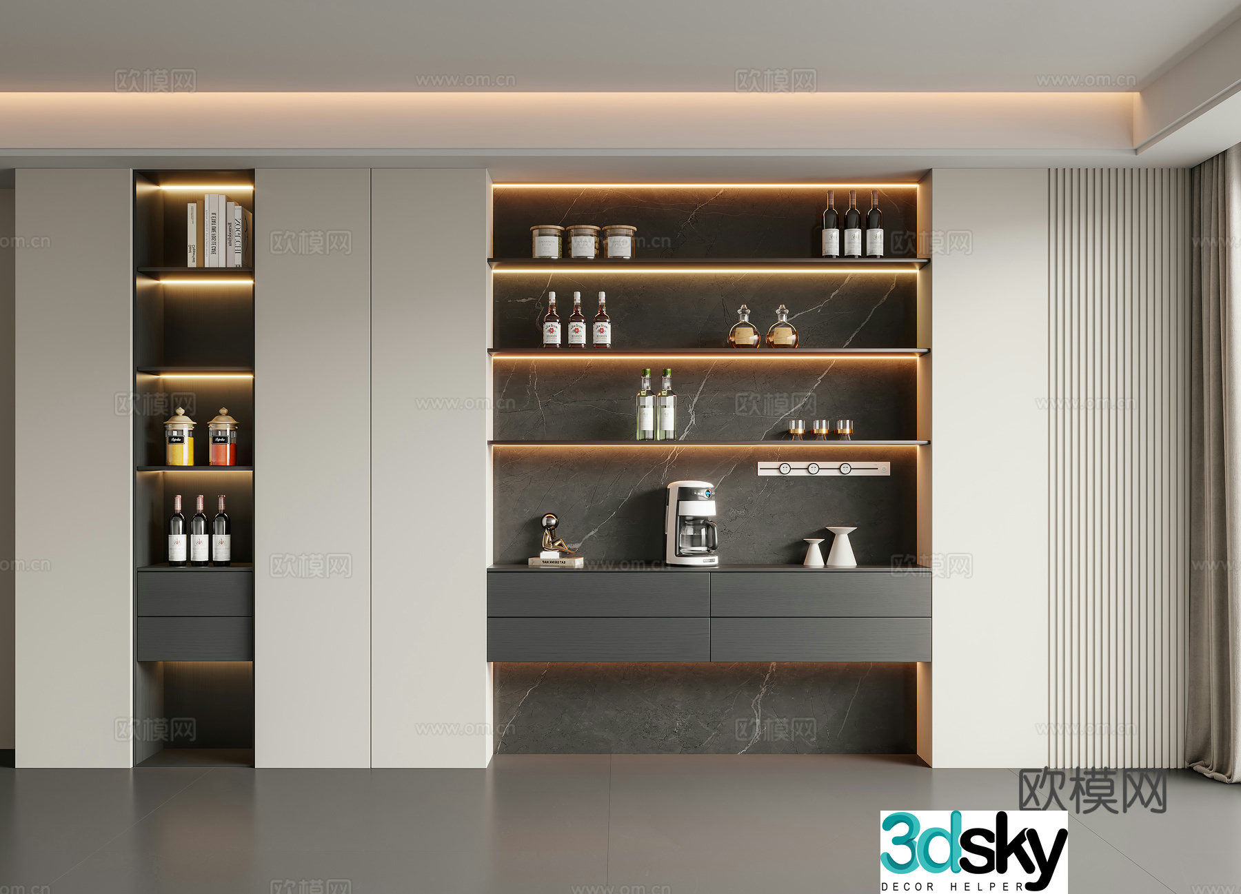 Modern sideboard wine cabinet 3d model