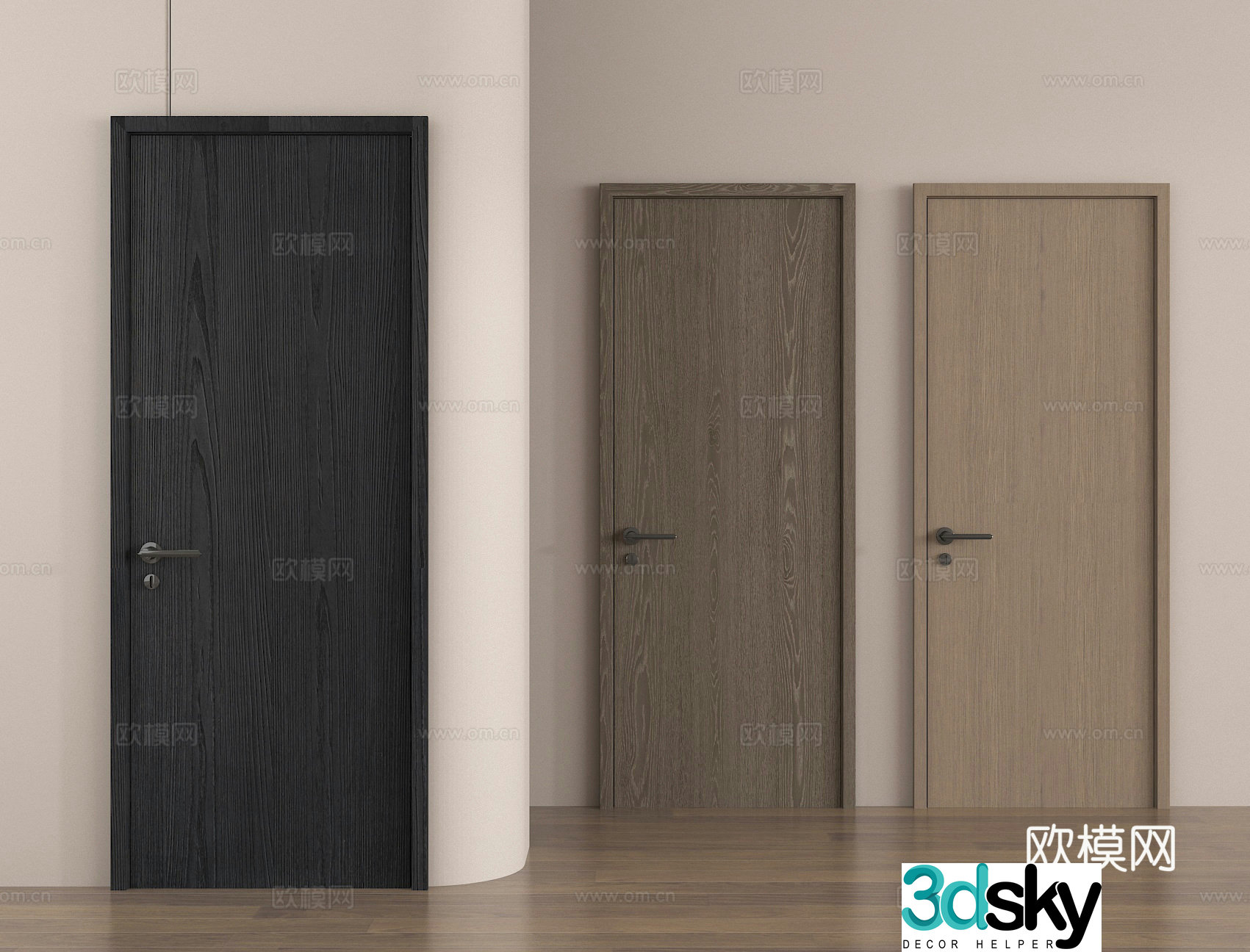 Single-open door entrance door 3d model