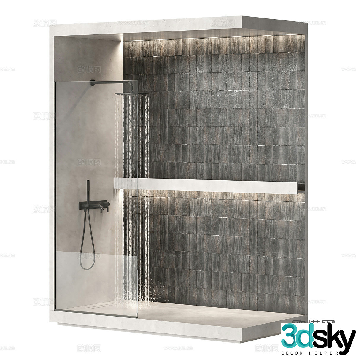 Modern minimalist shower room 3d model