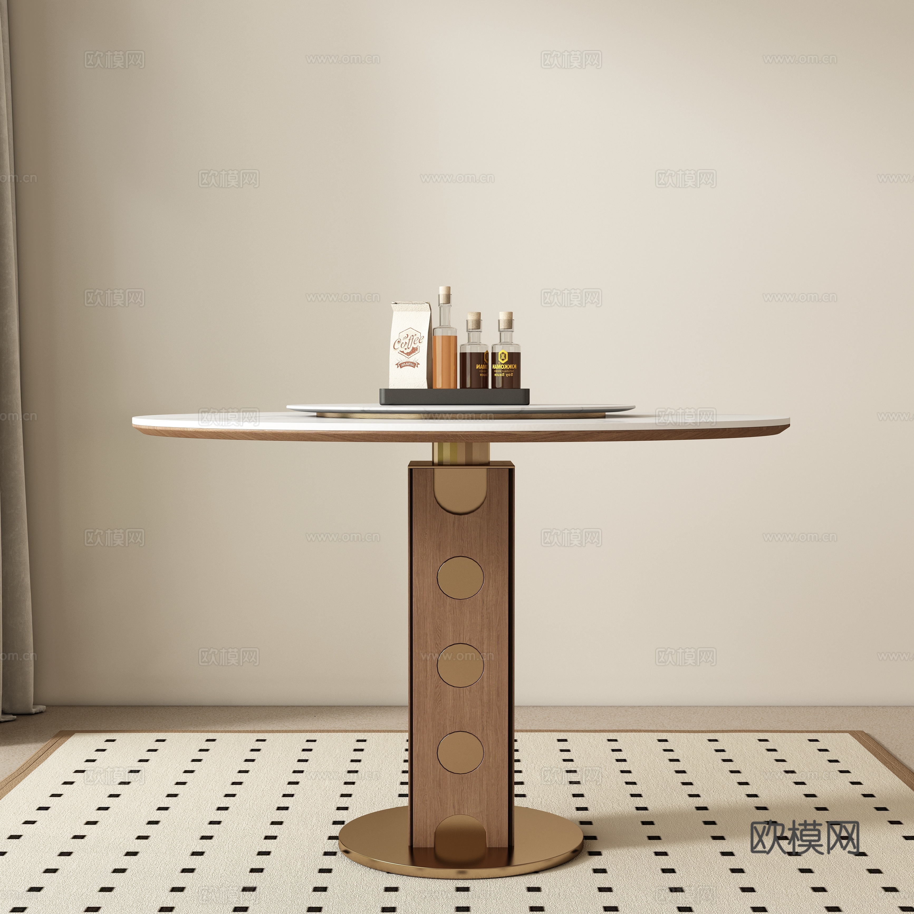 Casual table and chairs Round dining table 3D model