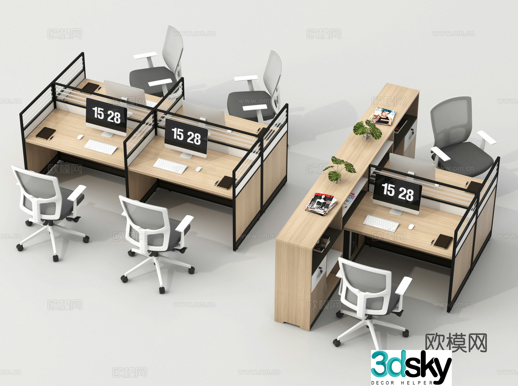 Office desk staff desk office desk 3d model