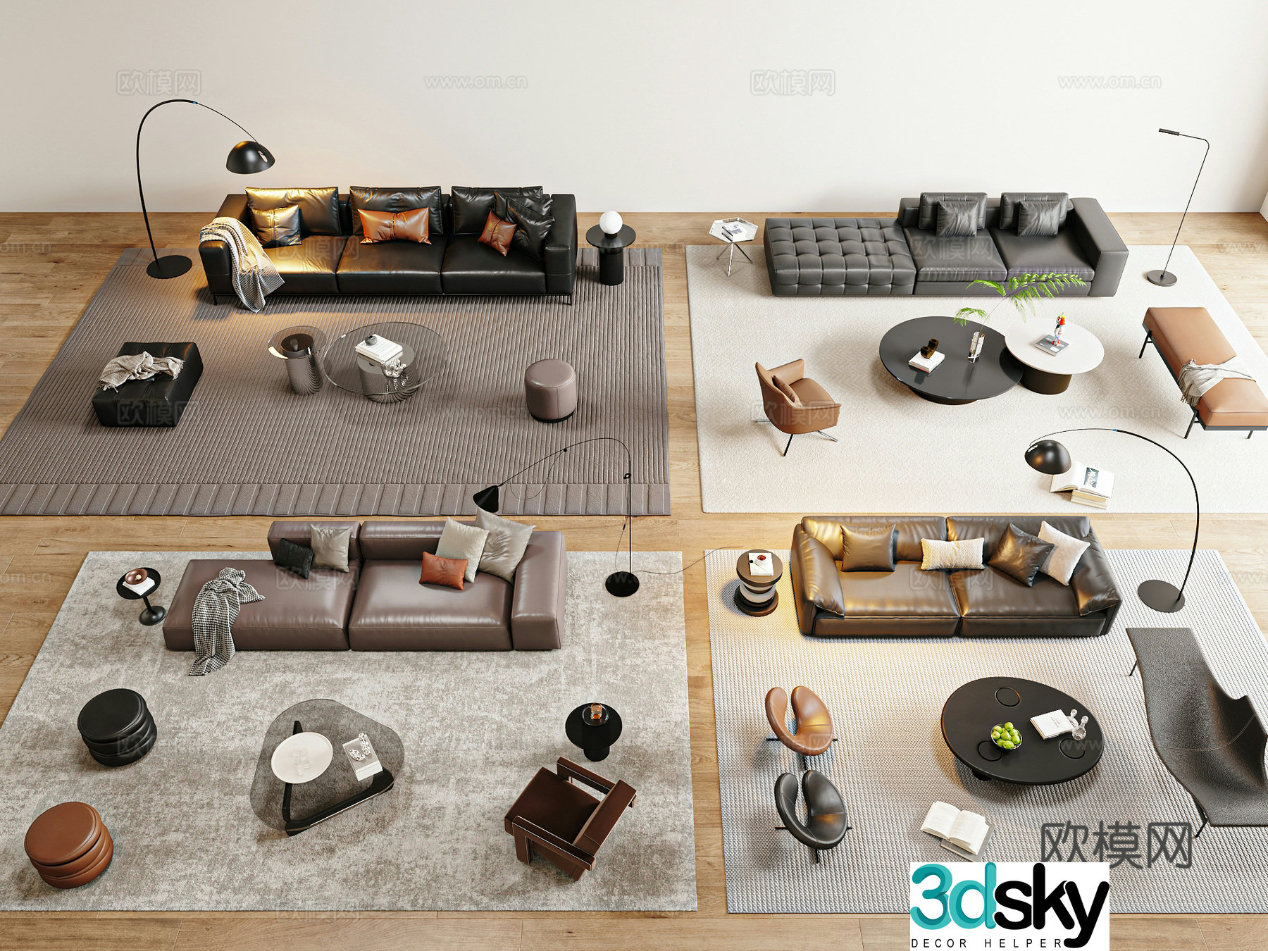 Modern Italian sofa coffee table combination 3D model