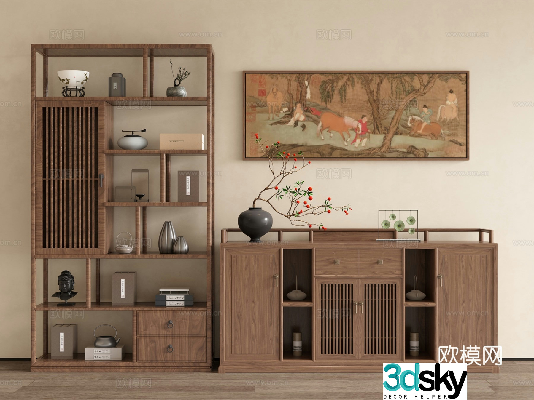 New Chinese sideboard sideboard storage cabinet Bogu shelf storage rack 3D model
