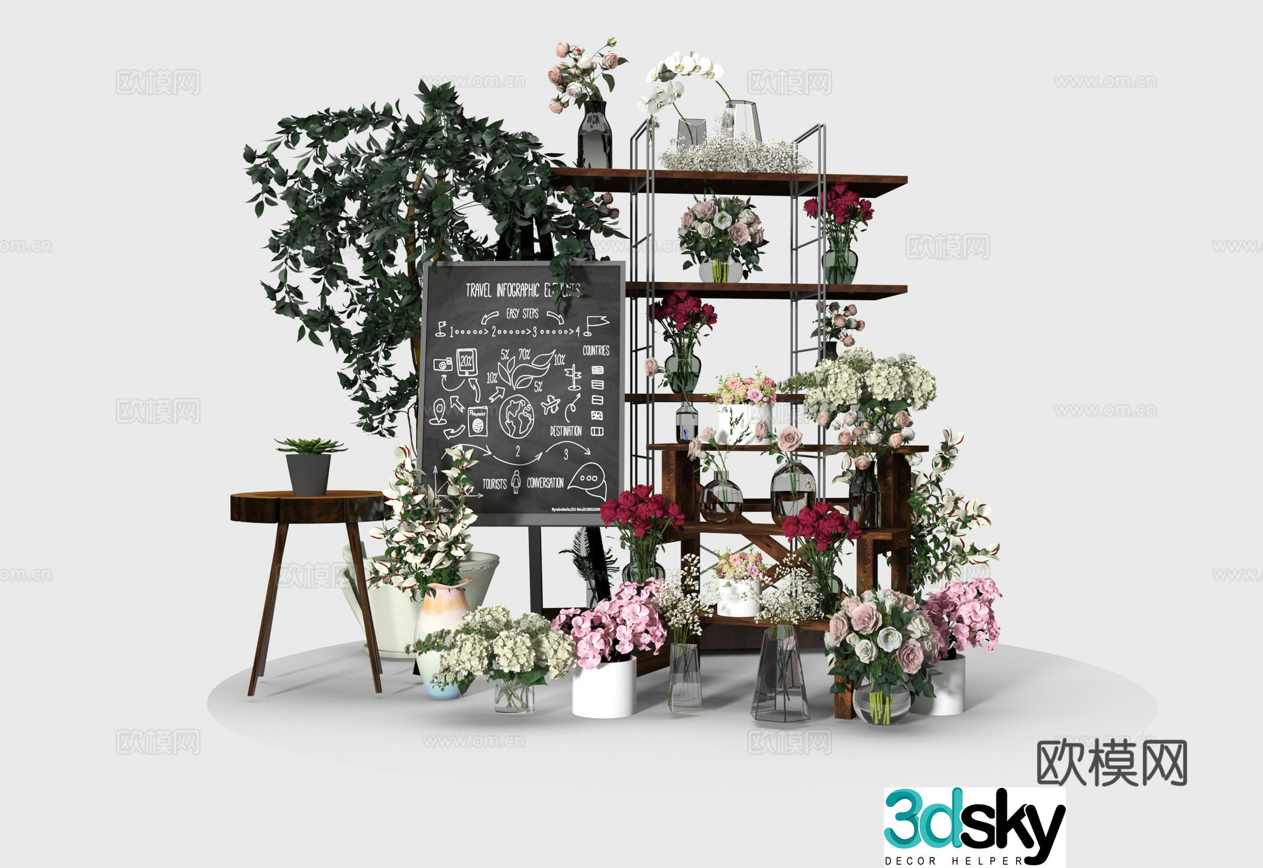 Modern flower stand flower art flower pot plant stand 3d model
