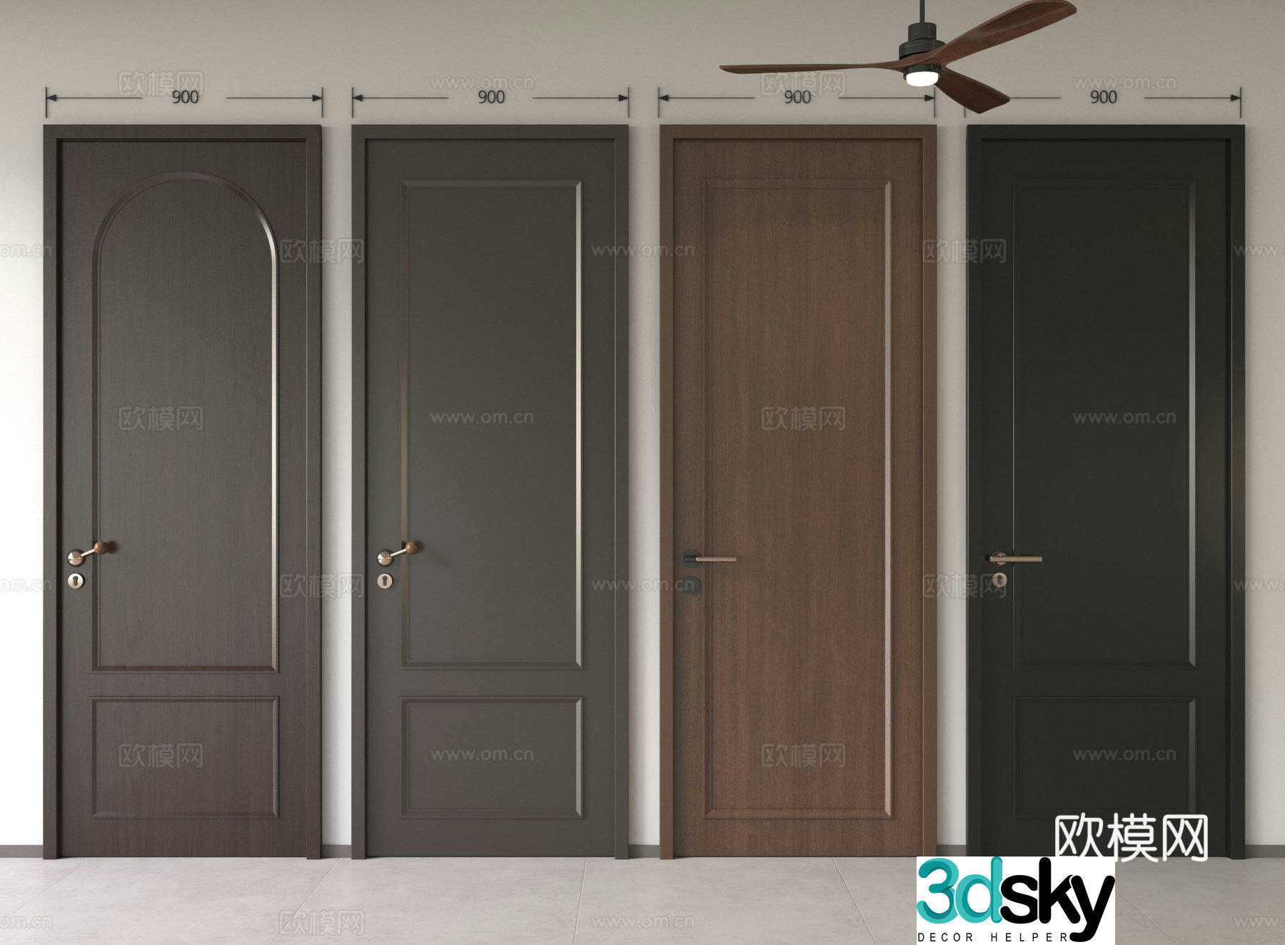 Medium-old single-open door Medium-old bedroom door Single-open door Swing door Wooden door 3D model
