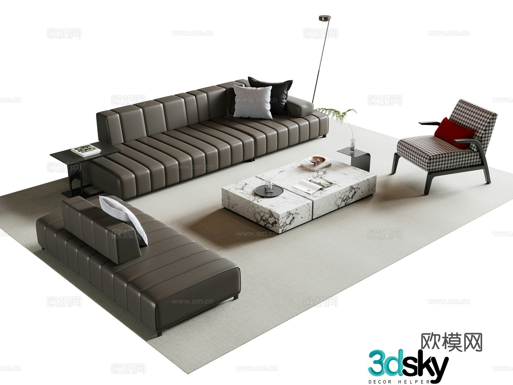 Modern Italian sofa coffee table combination 3D model