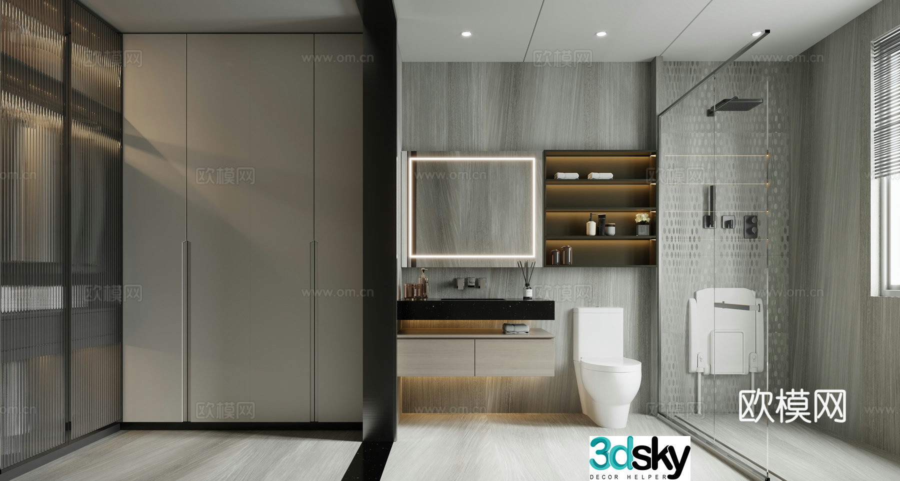 Modern light luxury bathroom 3D model