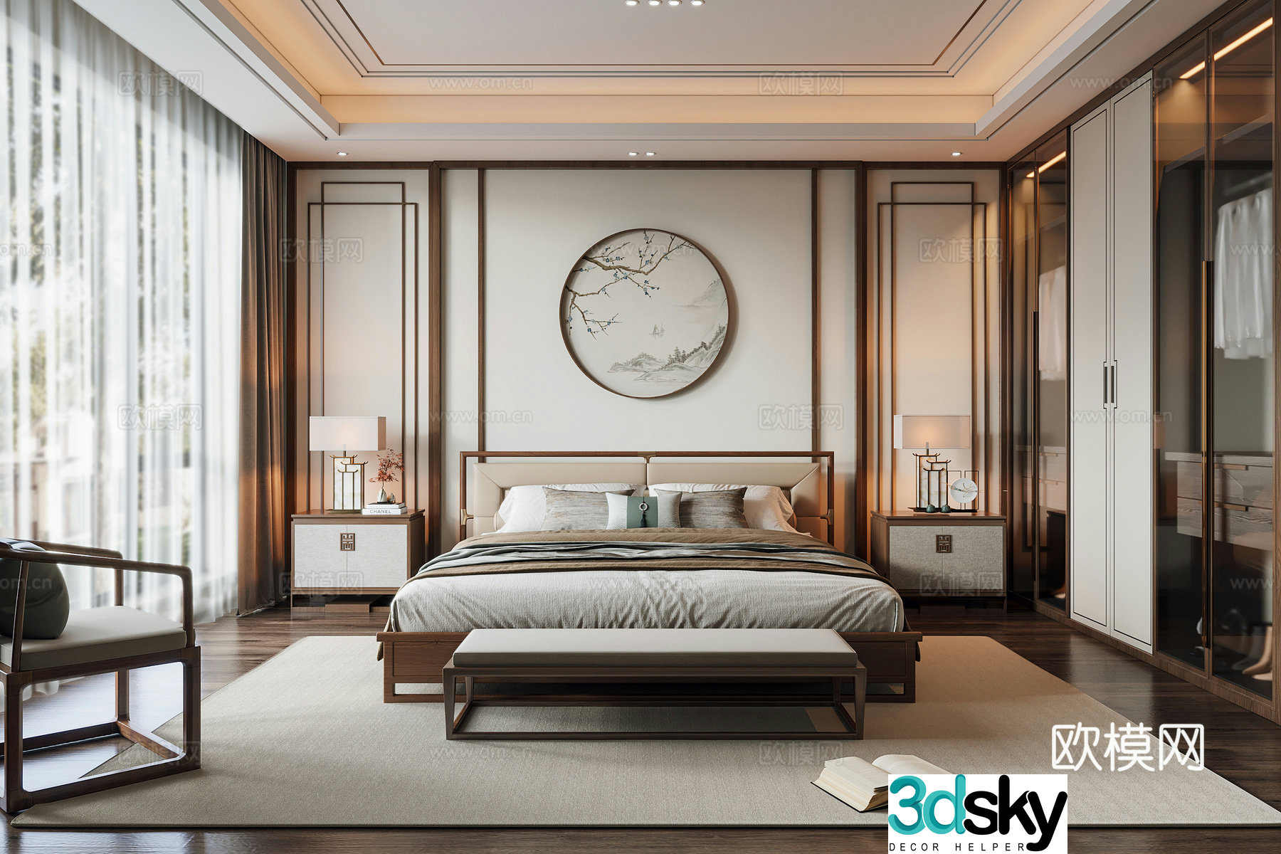 New Chinese Song style bedroom 3D model
