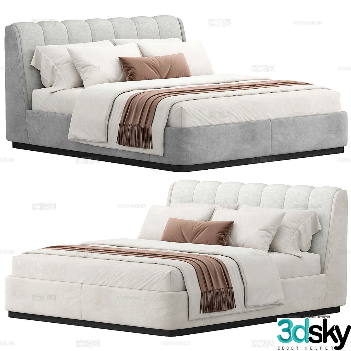 Modern Angelika fabric double bed 3d model