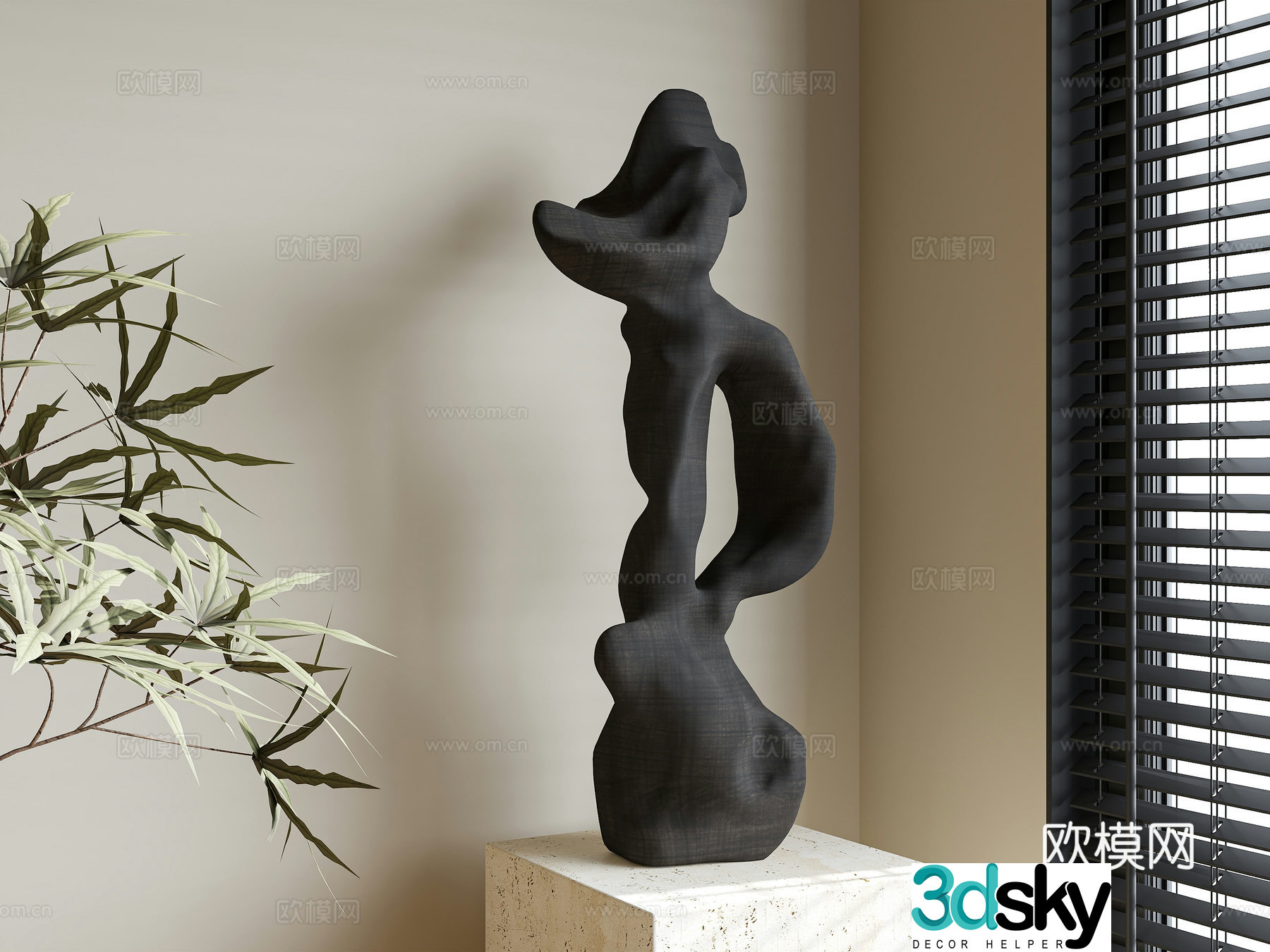 Wasabi light luxury sculpture ornaments Abstract sculpture ornaments Wood sculpture ornaments Modern Wasabi sculpture 3D model