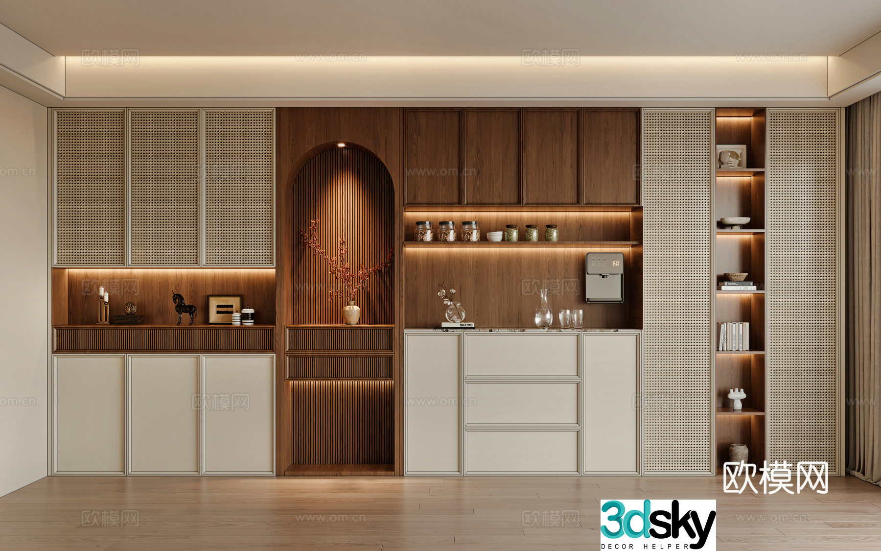 Middle-aged shoe cabinet sideboard 3D model