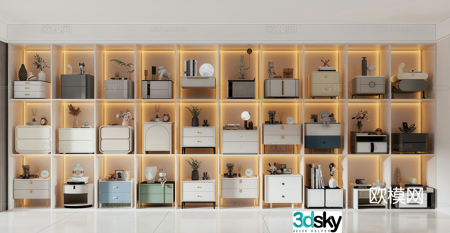 Modern bedside table collection 3d model