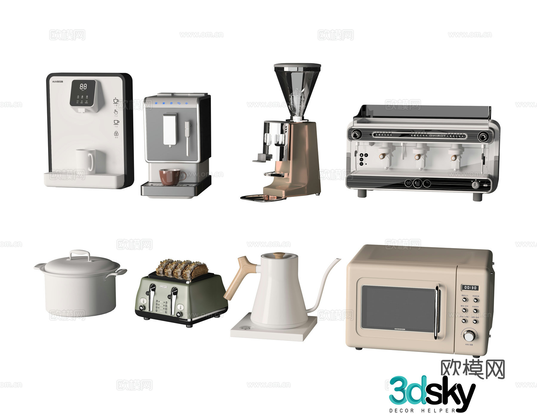 Modern kitchen coffee machine soy milk machine bread machine water dispenser 3d model