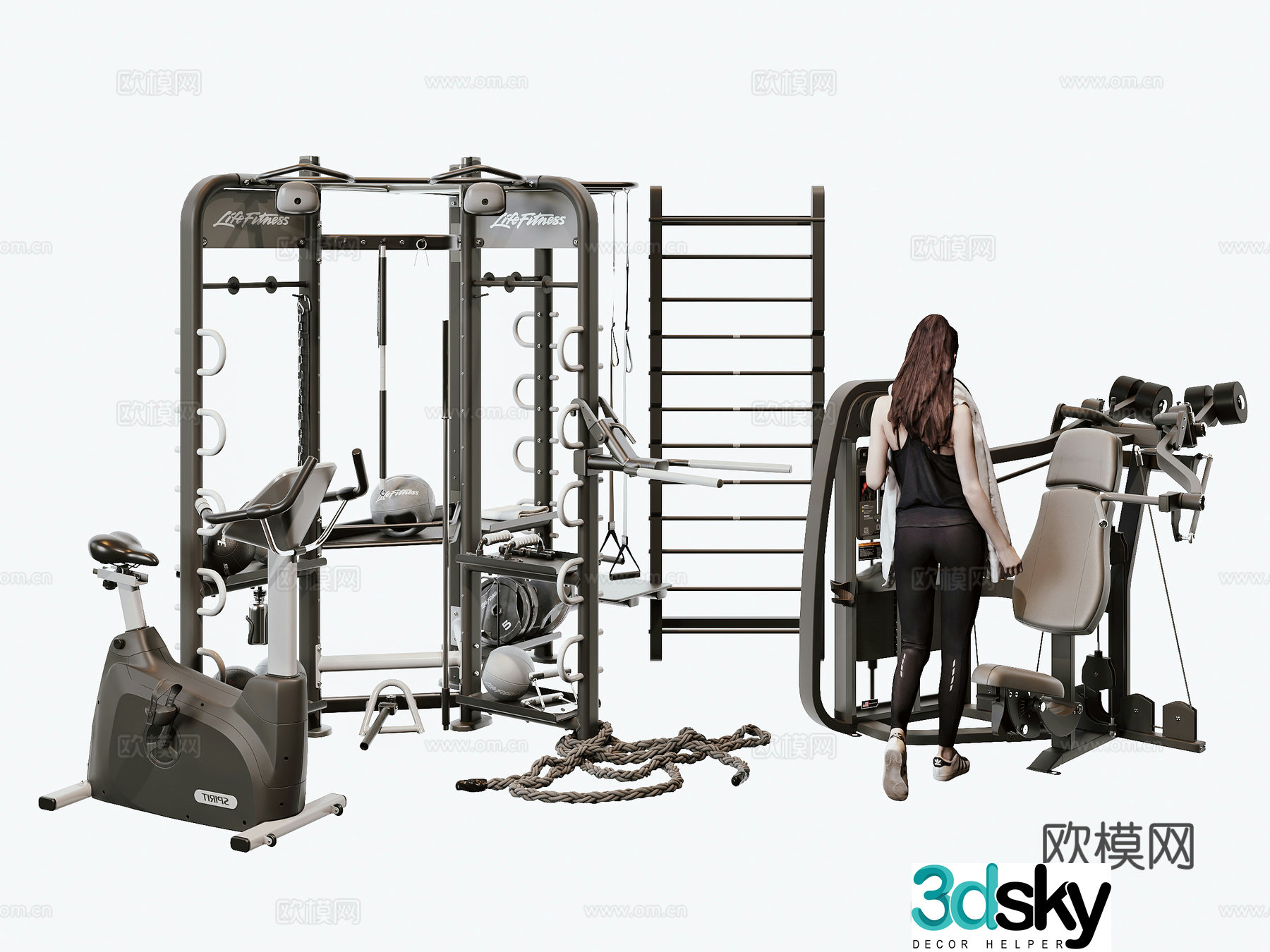 Modern fitness equipment 3d model