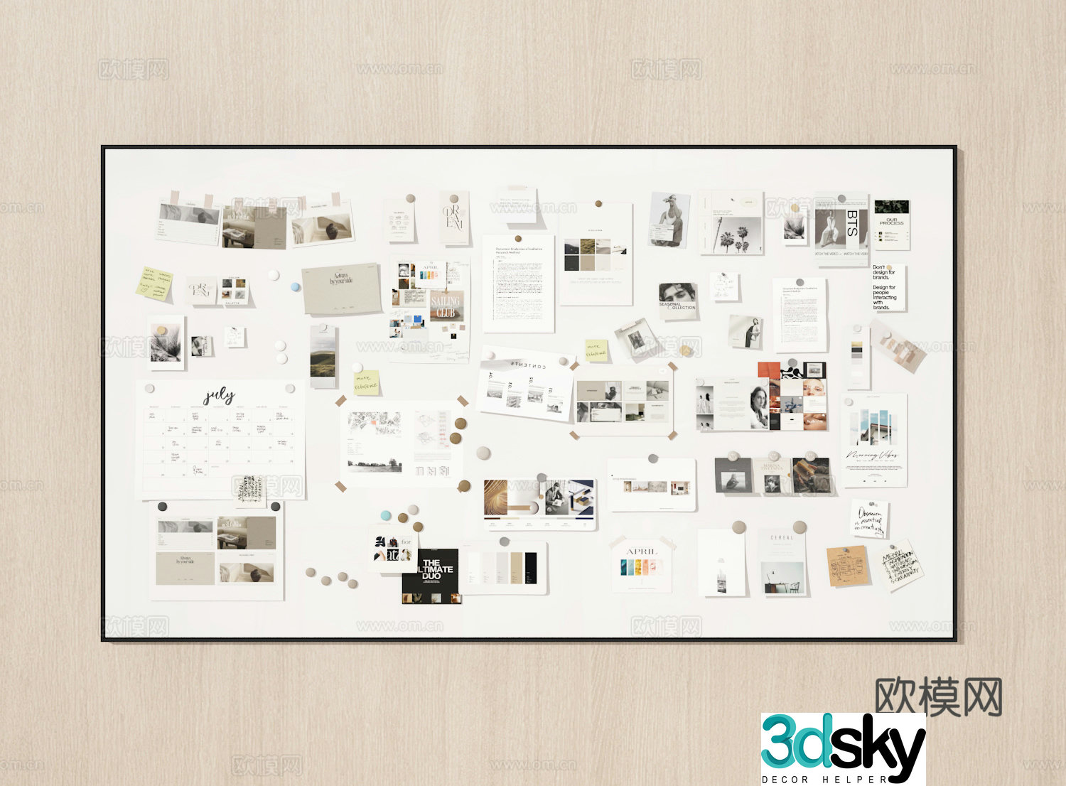 Sticky note board 3D model