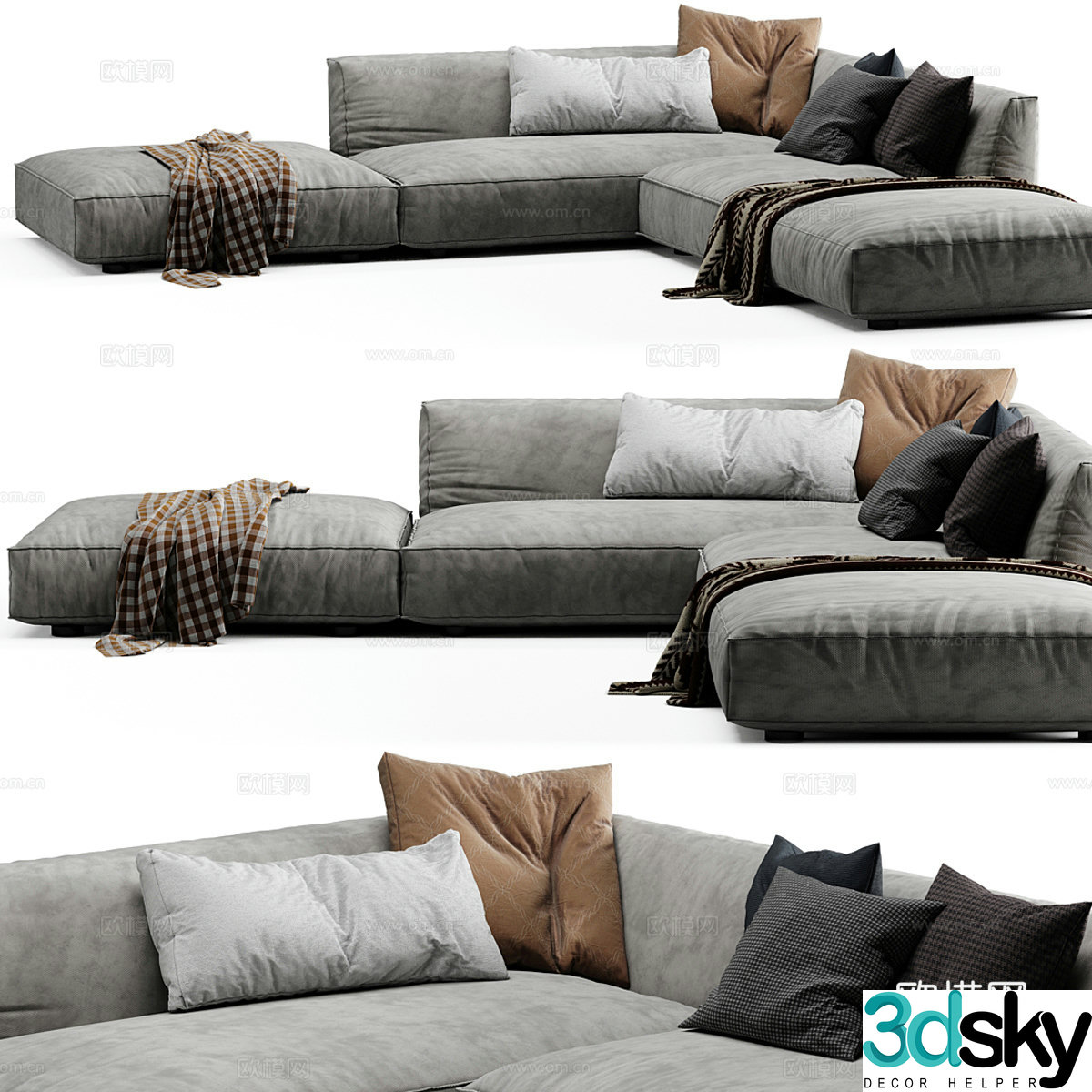 Modern CLOUD multi-person fabric sofa 3D model