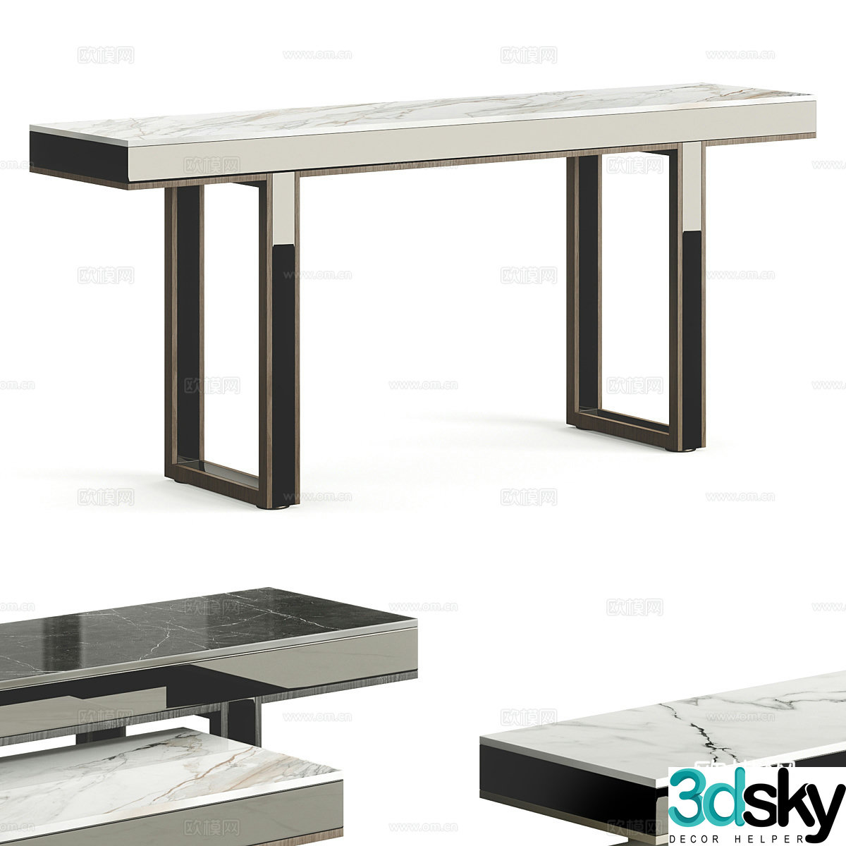 New Chinese style light luxury marble entrance table 3D model