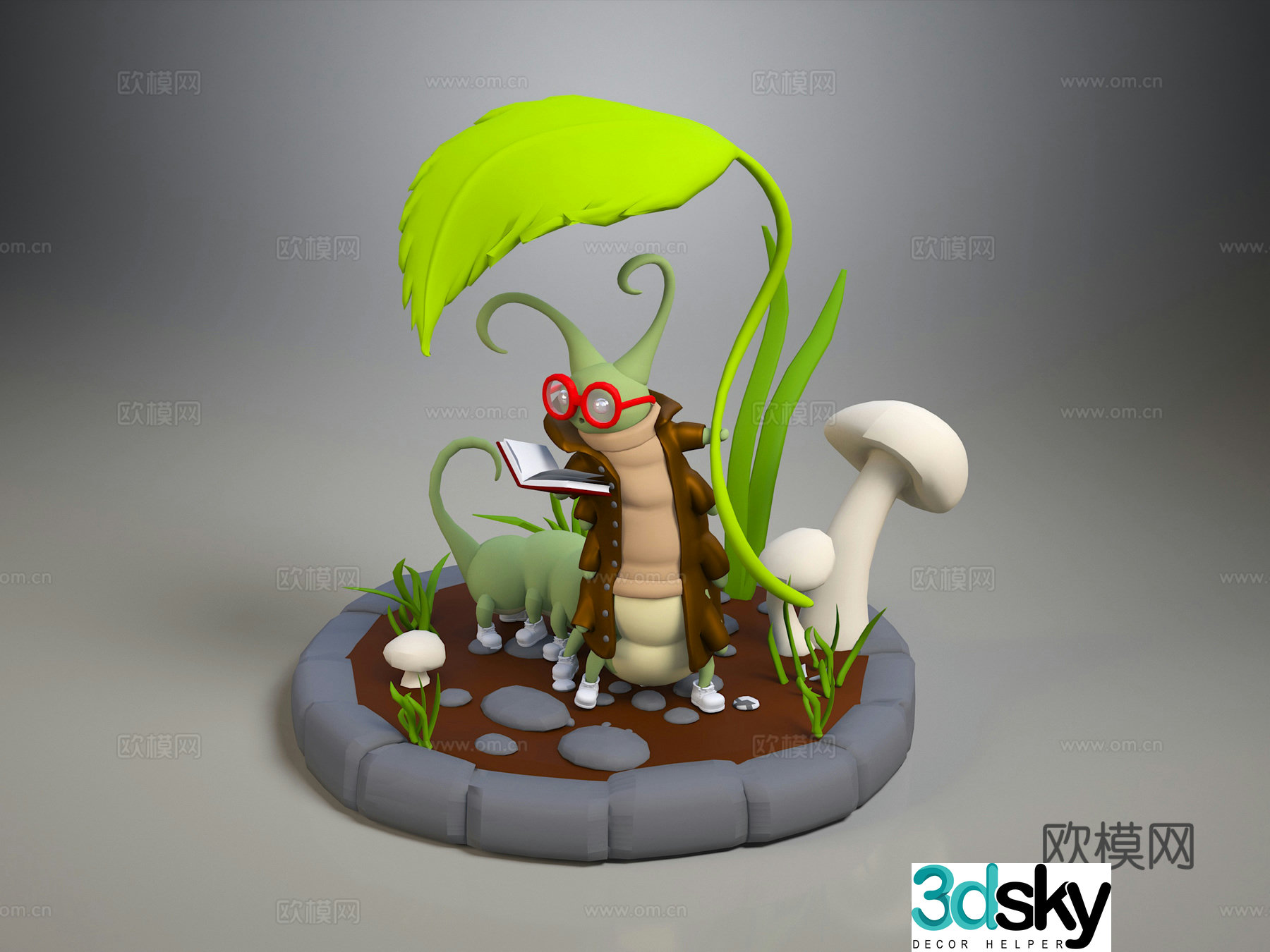 Cartoon caterpillar 3d model