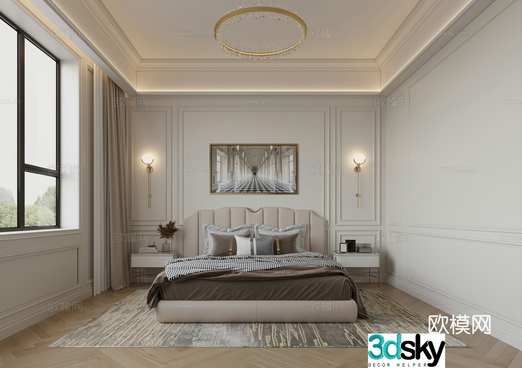 Simple European bedroom 3d model