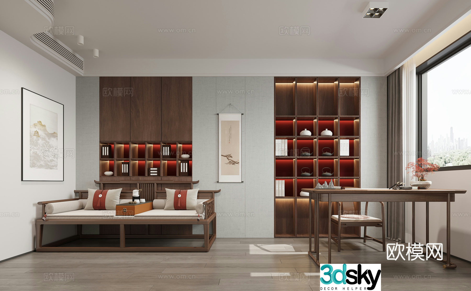 New Chinese style study room 3D model