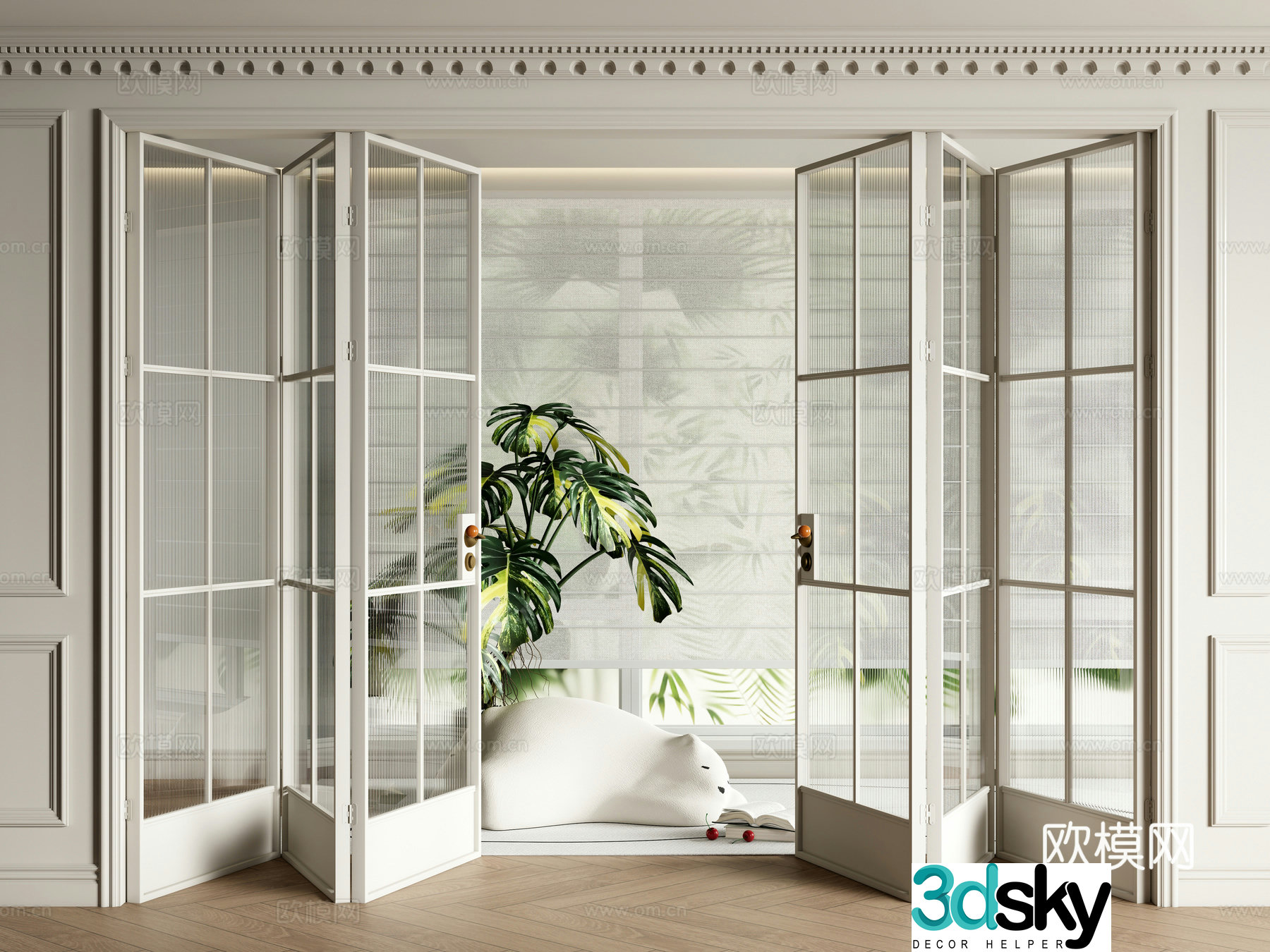 French folding door Glass folding door Multi-connected sliding door Sliding door Shangri-la curtain 3D model