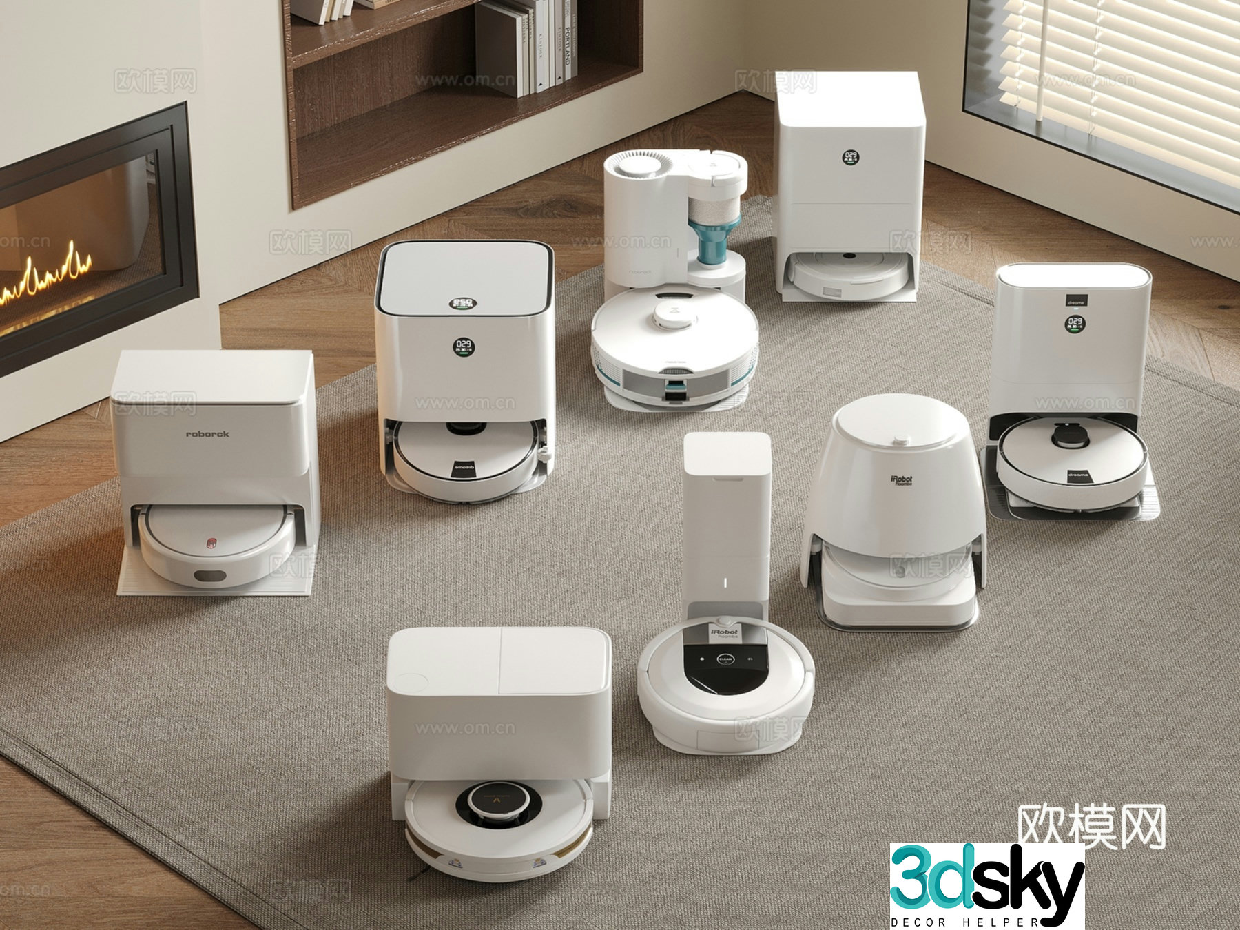 Modern sweeping robot intelligent sweeping machine combination 3D model