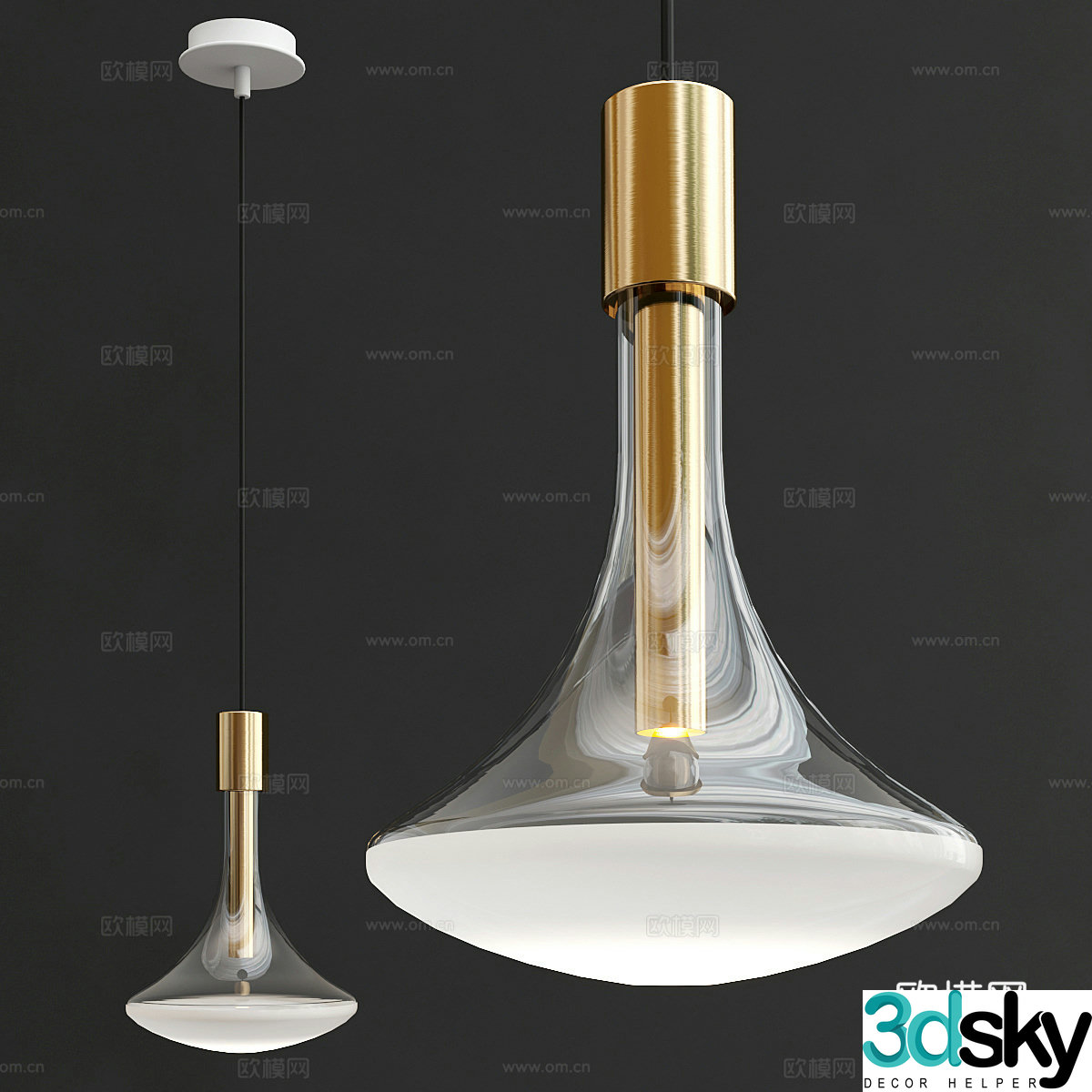 Modern CATHODE Metal Glass Chandelier 3D Model