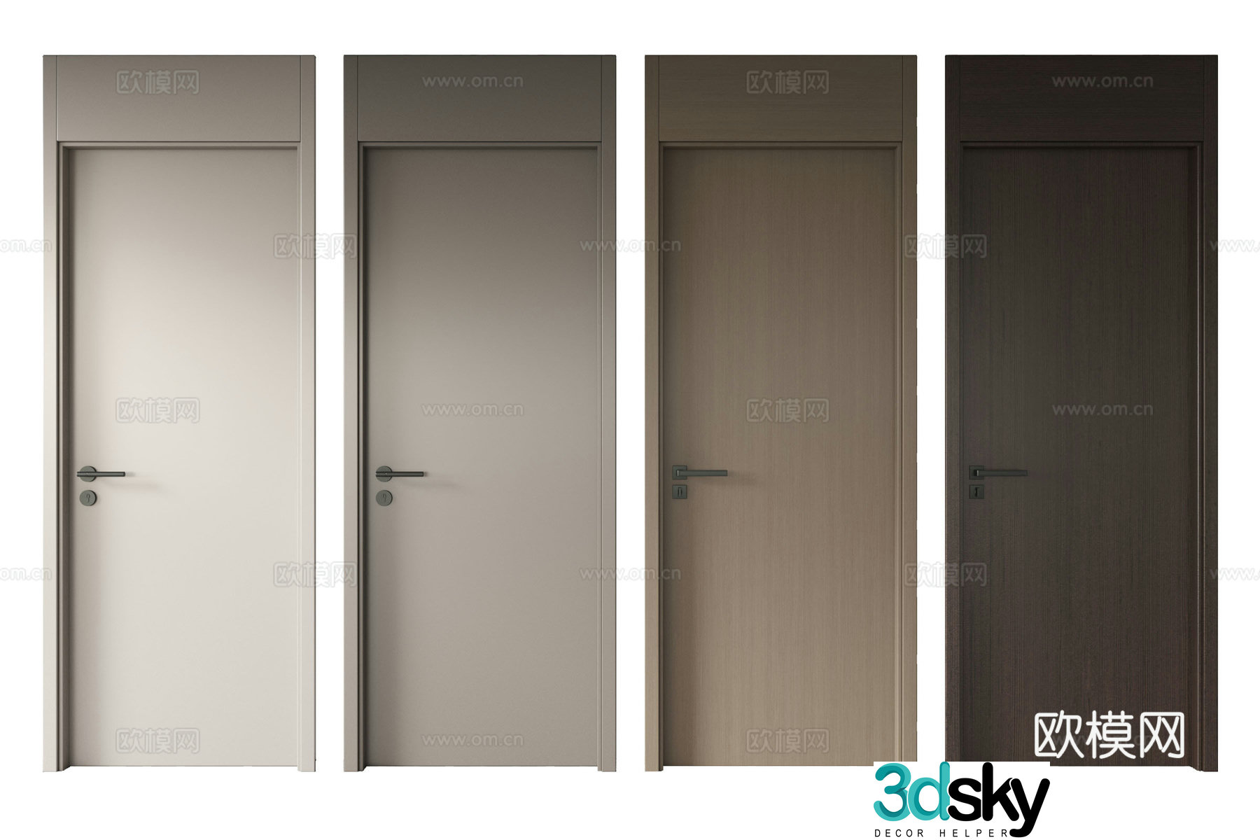 Single-open door Wooden door Open ceiling door Bedroom door Kitchen and bathroom door Swing door 3D model