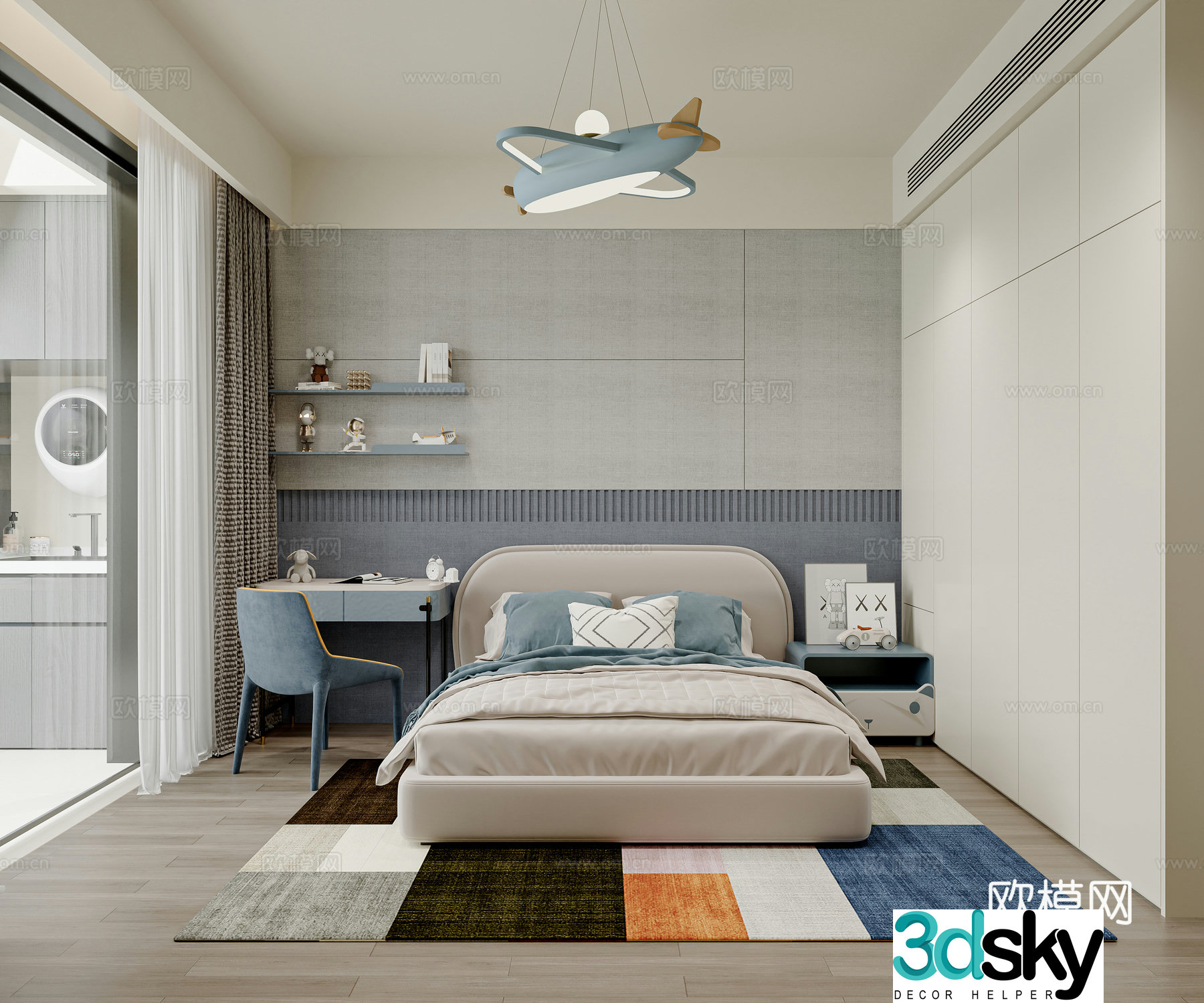 Modern simple children’s room boy’s room 3d model