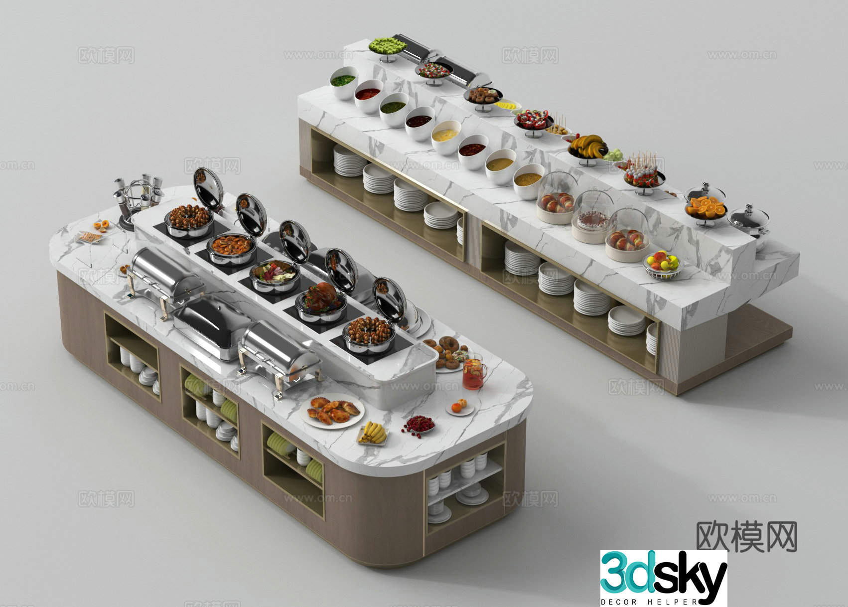 Buffet restaurant dining table seasoning table 3d model